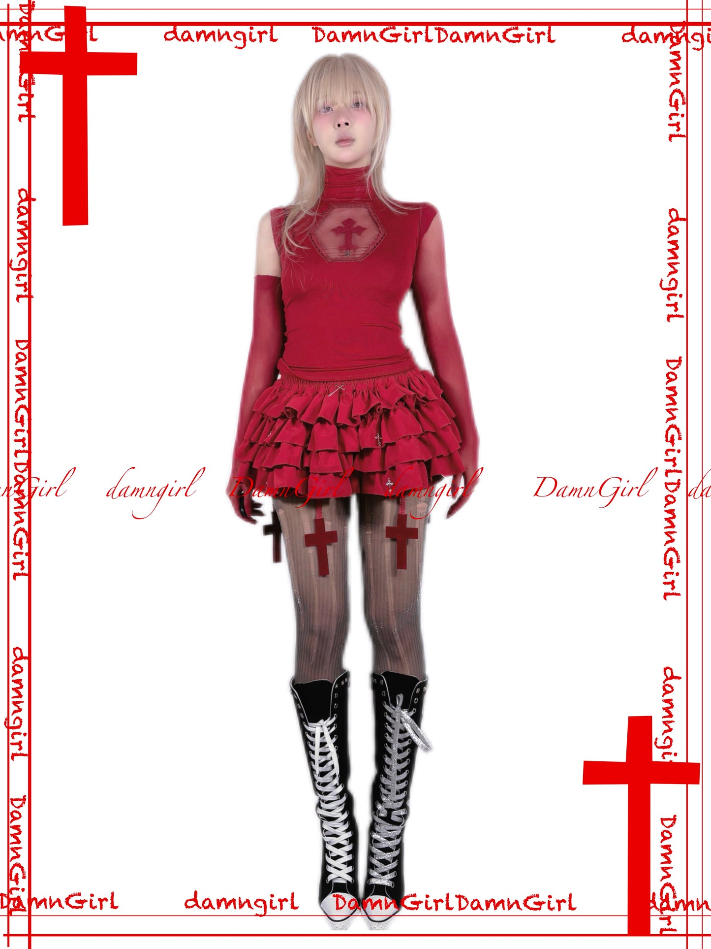 Bloody Cross Cut-out Tank Top