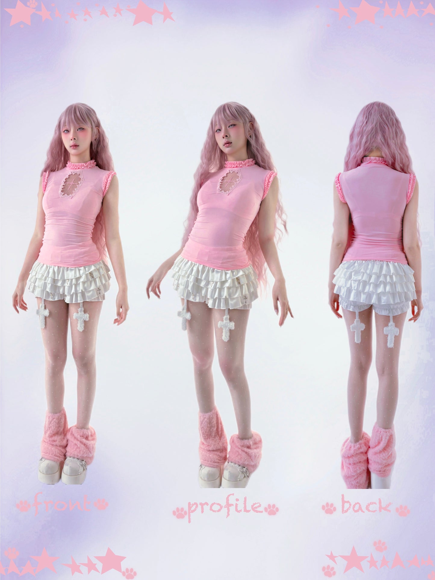 ✦ Stella Cross Cut-out Tank Top - Baby Pink