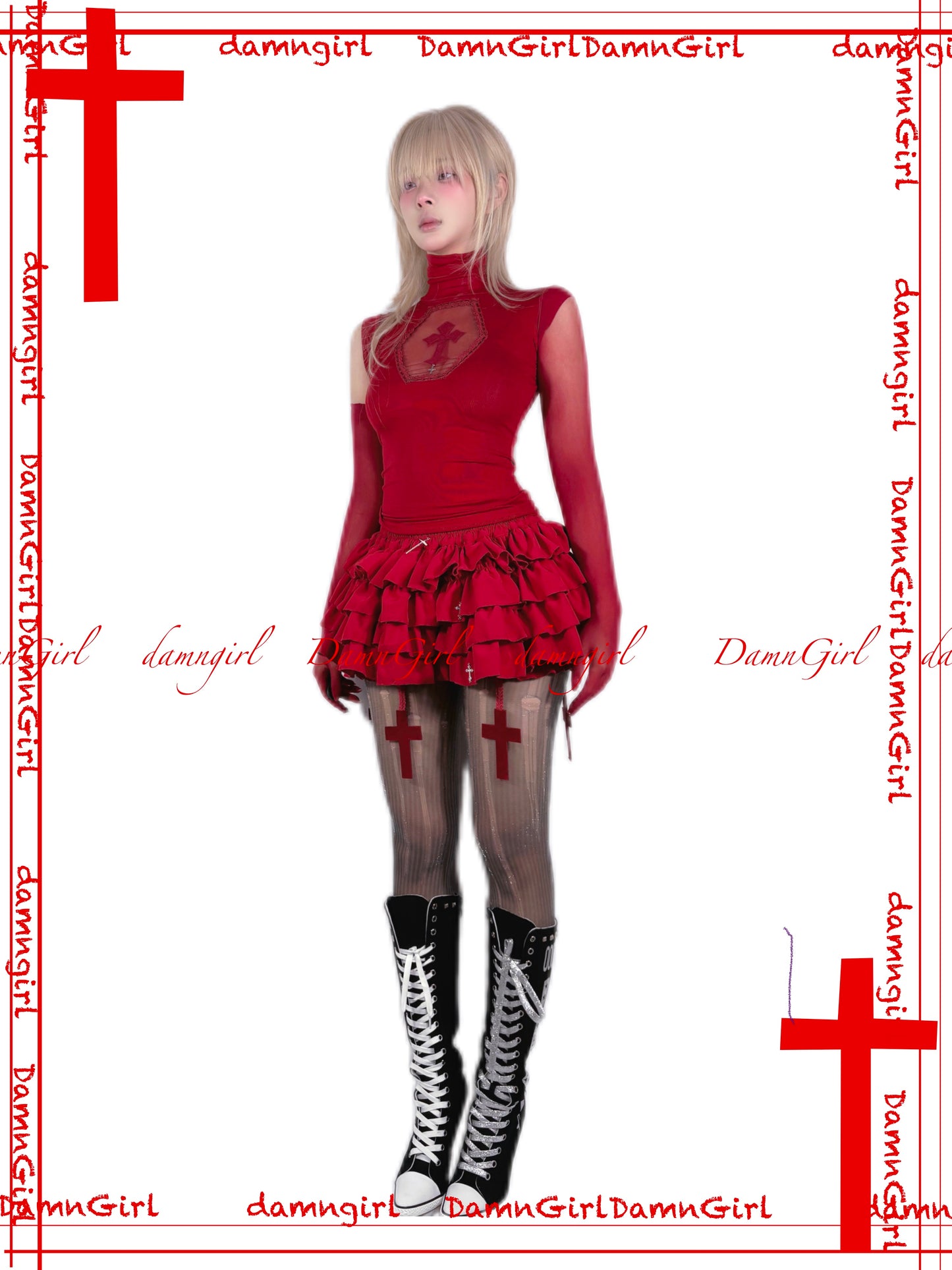 Bloody Cross Cut-out Tank Top