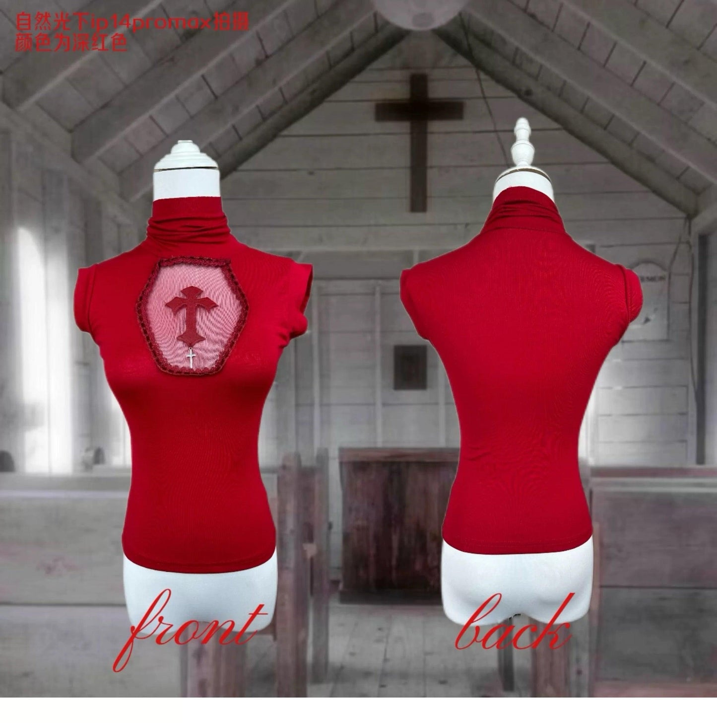 Bloody Cross Cut-out Tank Top-Damn Girl