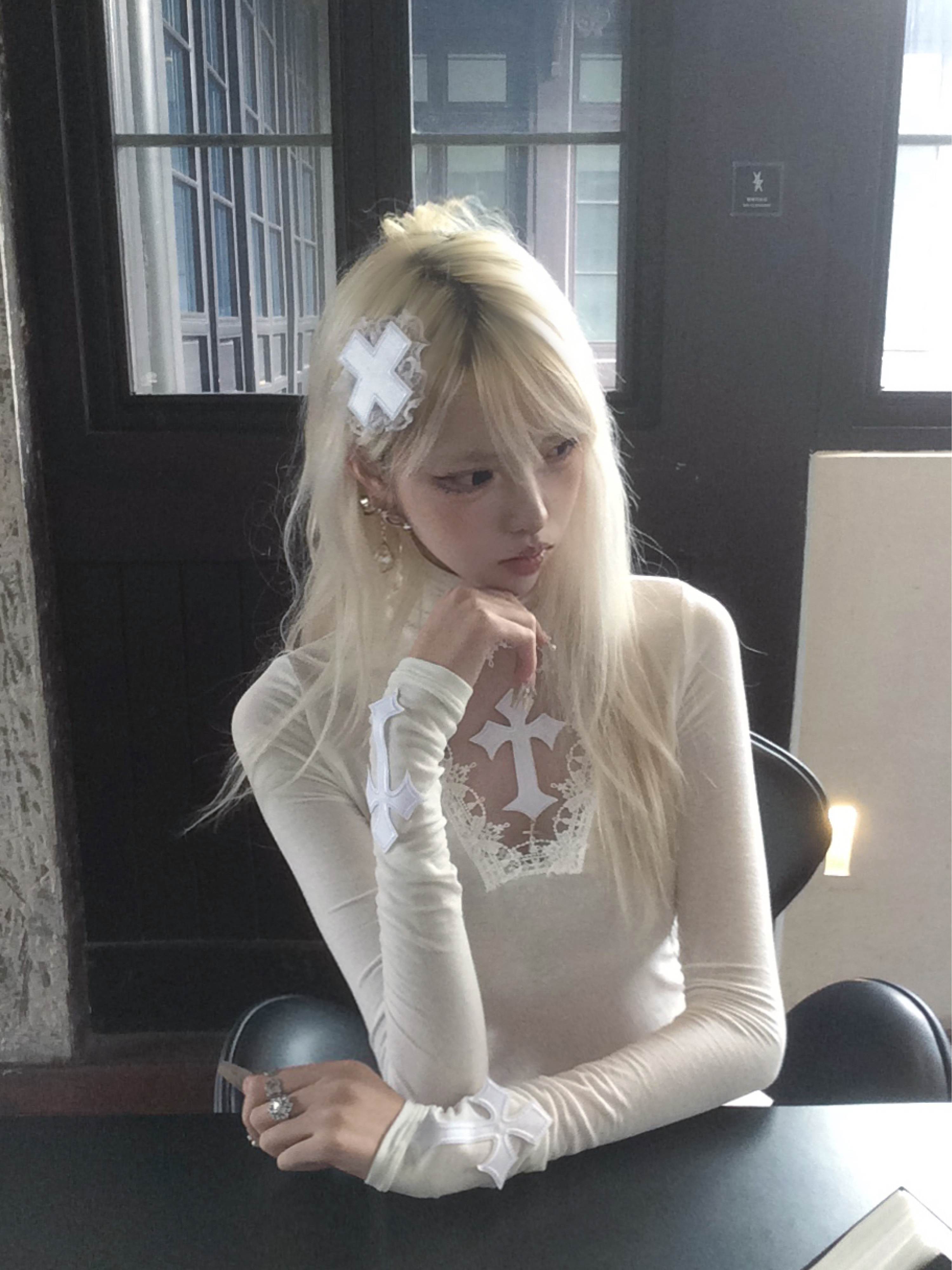 Sacred Cross Cut-out Top-Damn Girl