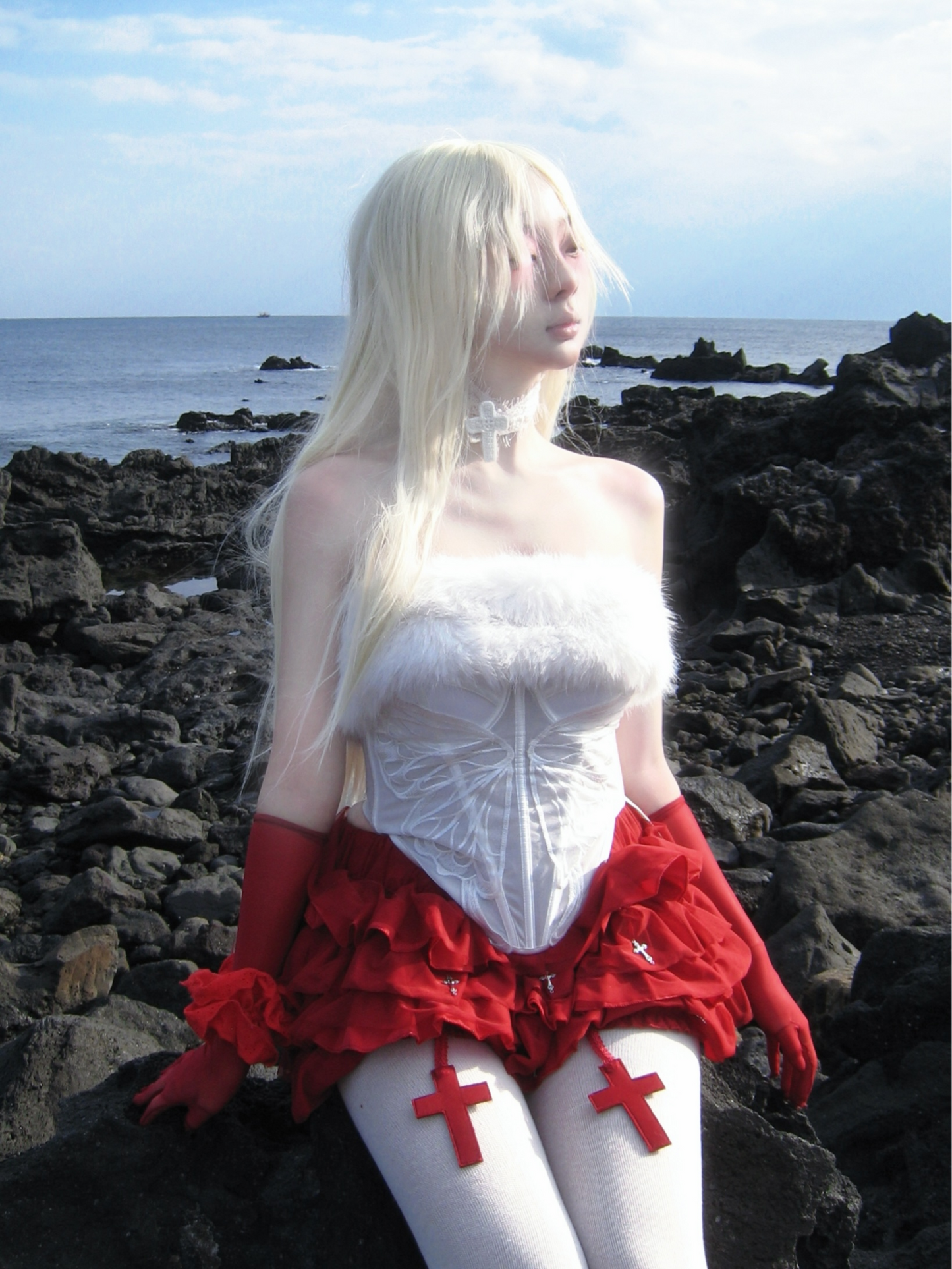 Snow Angel Corset with Fur Trim-Damn Girl