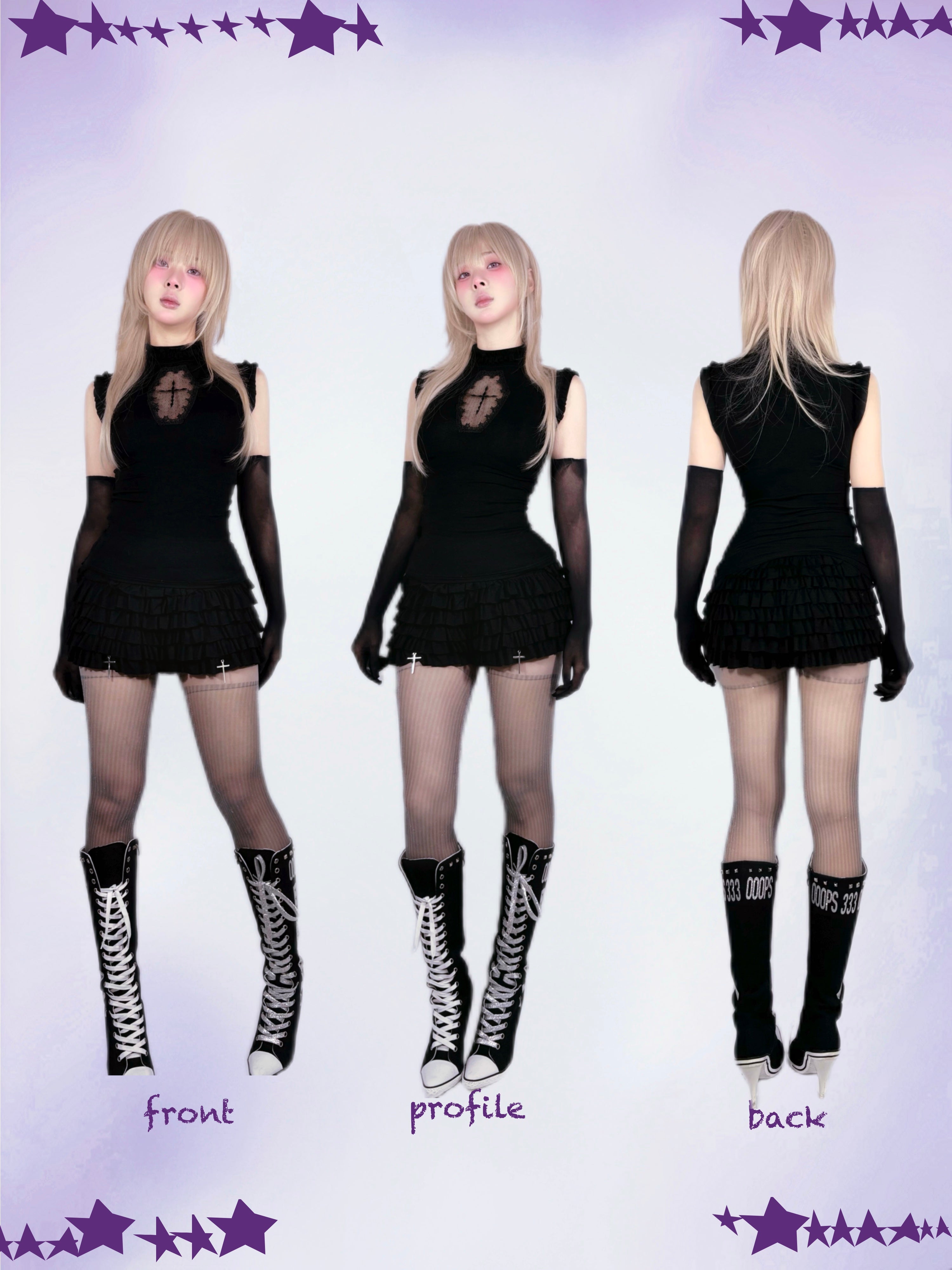 ✦ Stella Cross Cut-out Tank Top - Midnight Black
