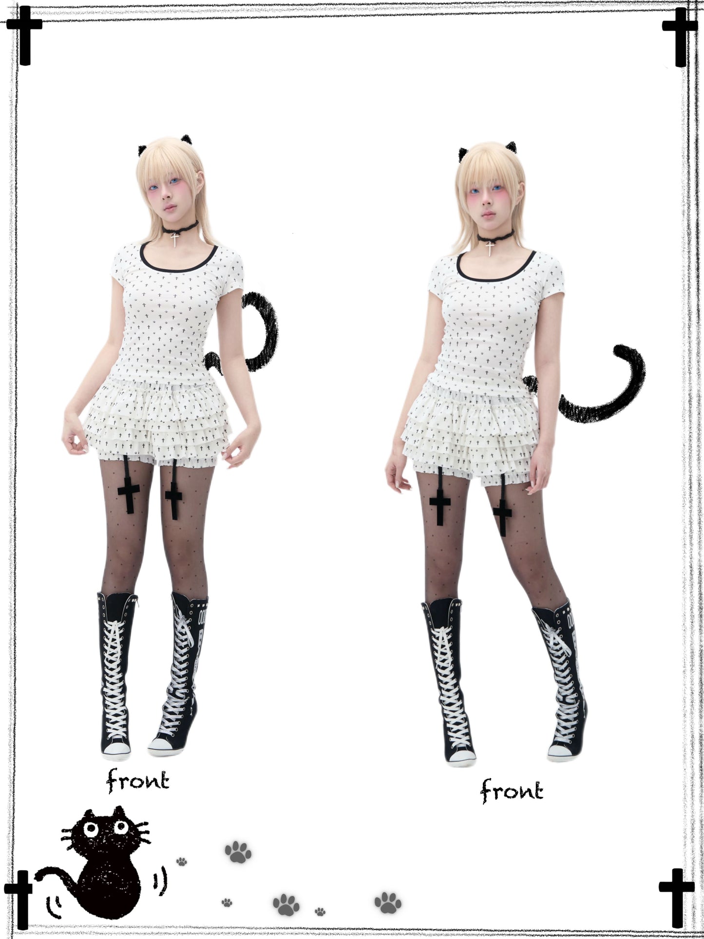 🐾 Kitty Paw T-shirt with Ears