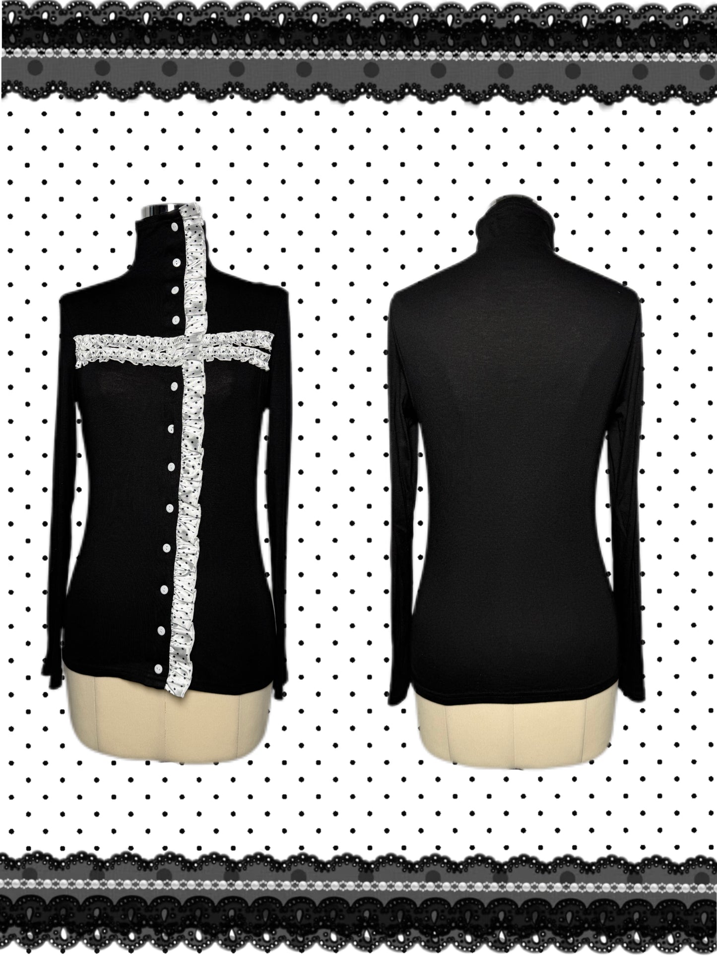 ❅ Dotty Cross Top - Midnight Black