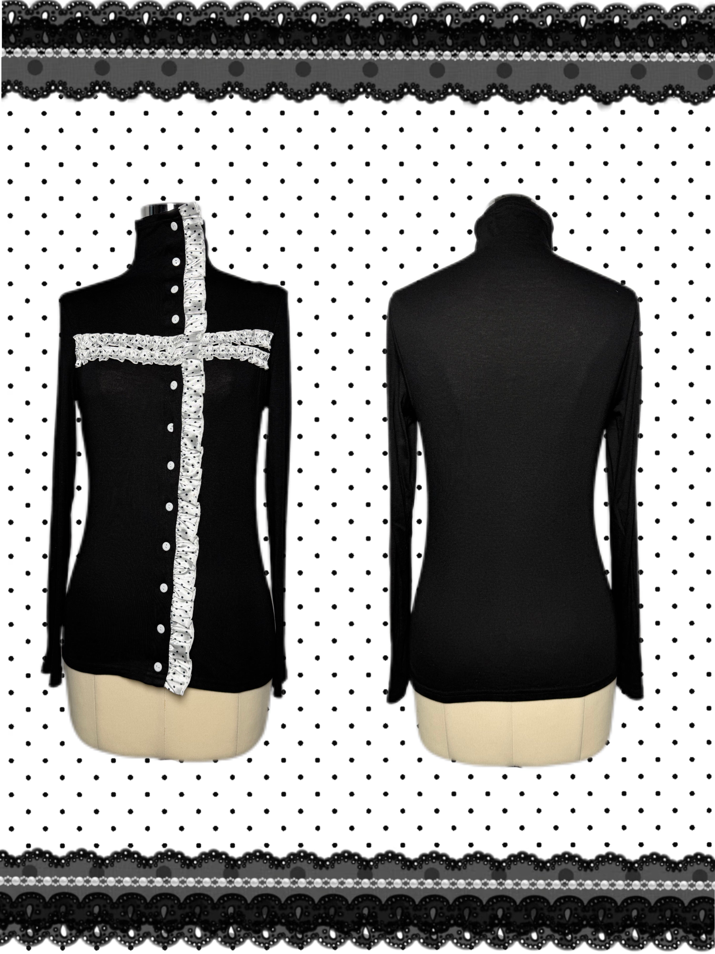 ❅ Dotty Cross Top - Midnight Black