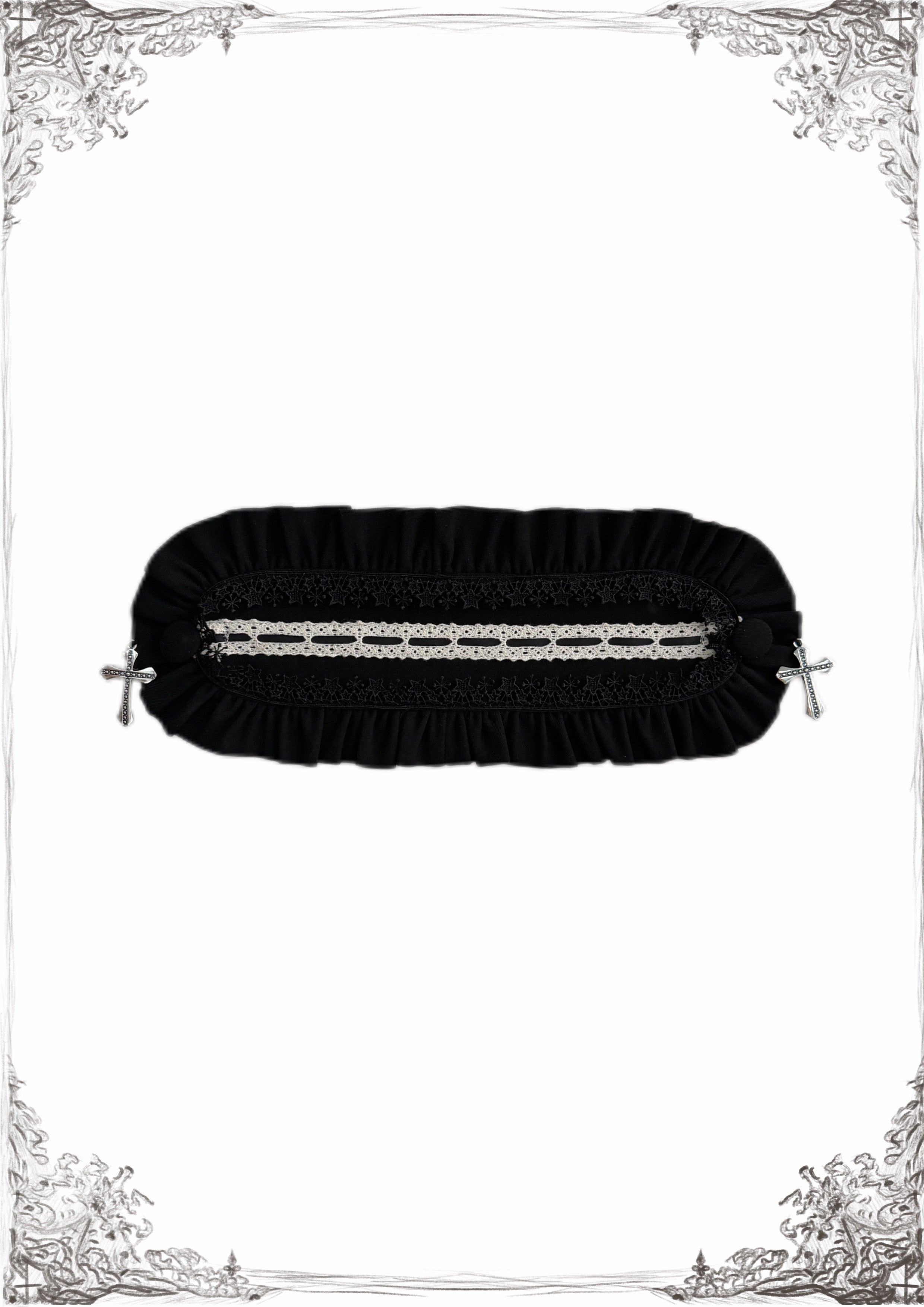 Black gothic lace maid headband for dark coquette and gothic lolita outfits