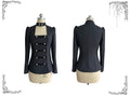 Black gothic double-breasted blazer front and back