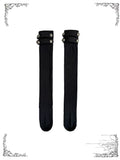 Black gothic thigh-high socks with strap details