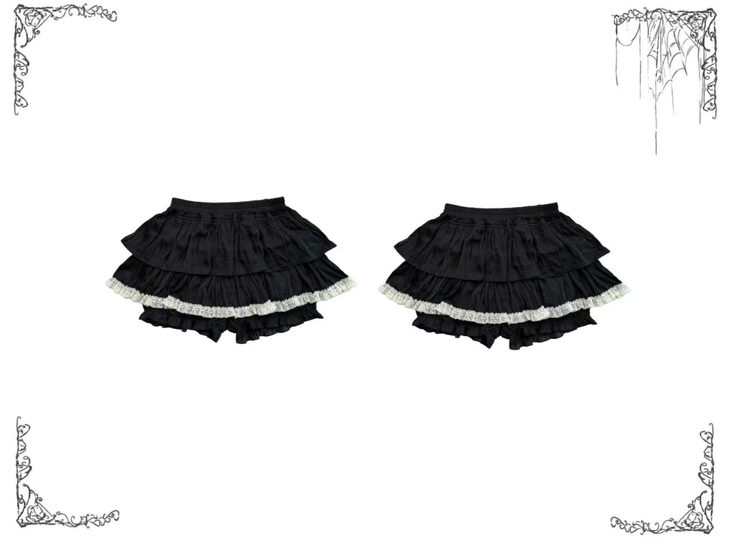 Black gothic layered ruffle bloomers