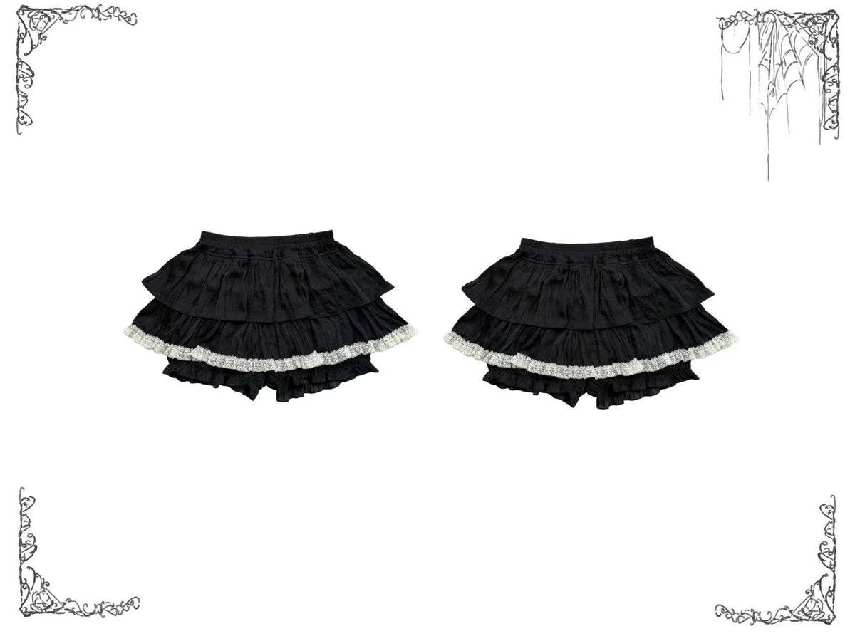Black gothic layered ruffle bloomers