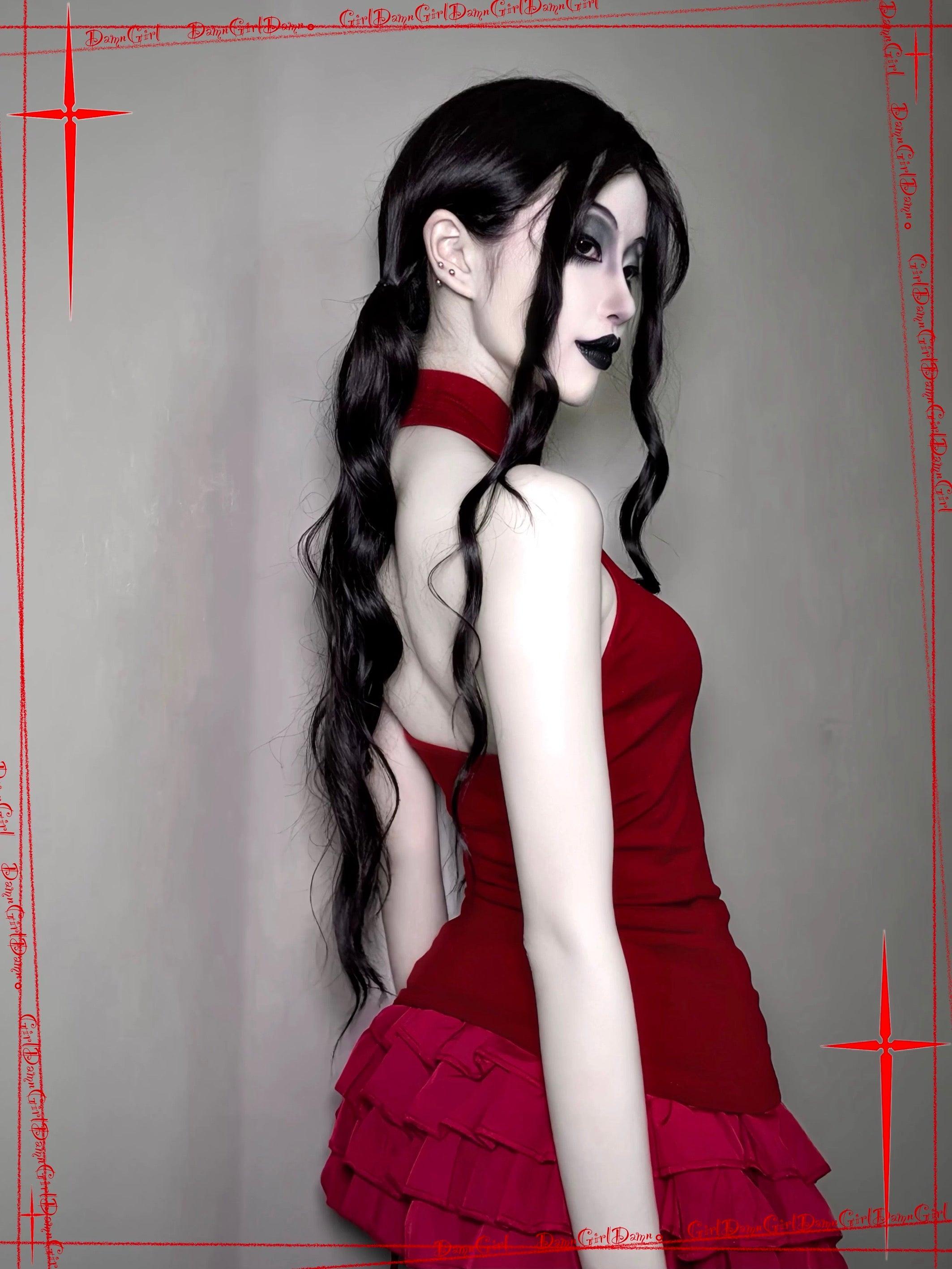 𖤓 Sanctioned Bloody Cross Halter Top with Open Back