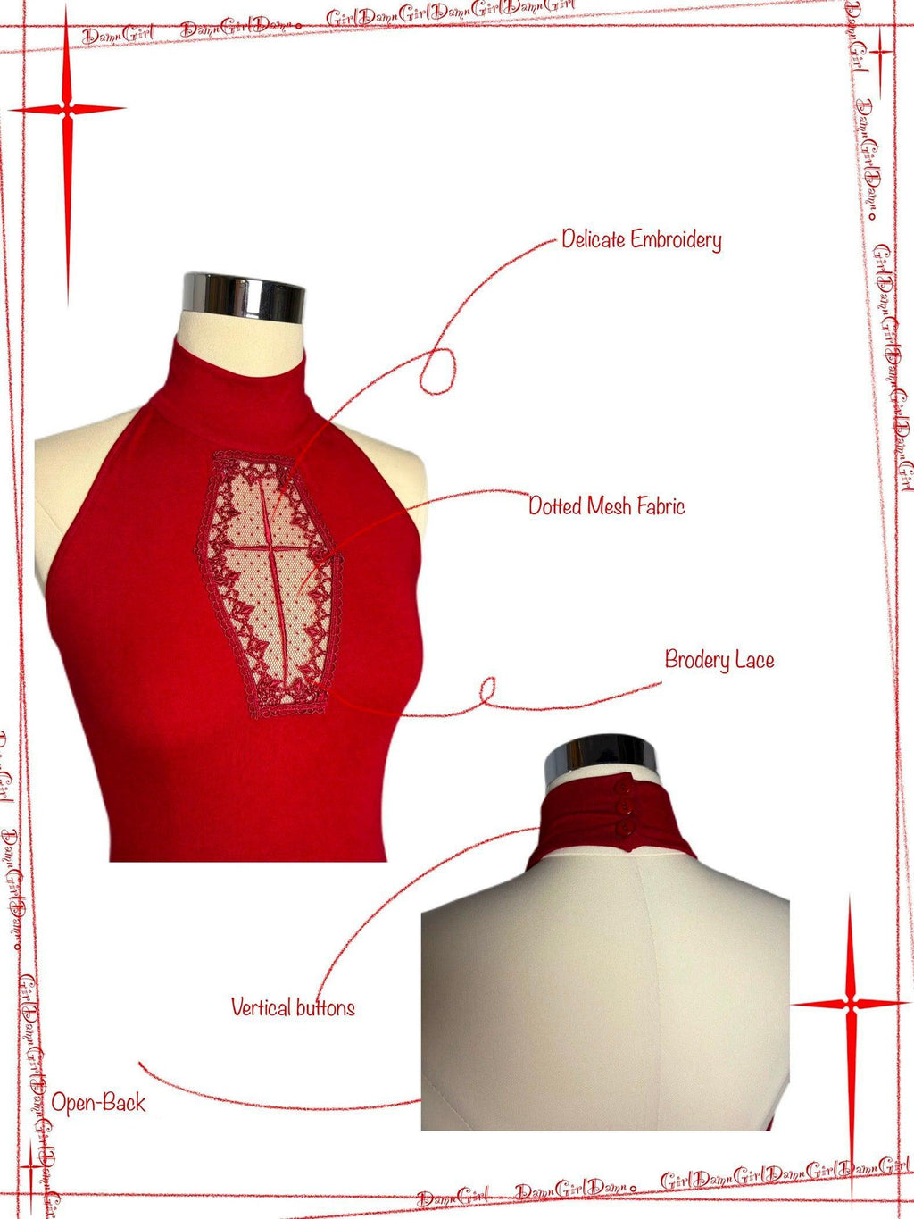 𖤓 オープンバックのブラッディクロスホルタートップ