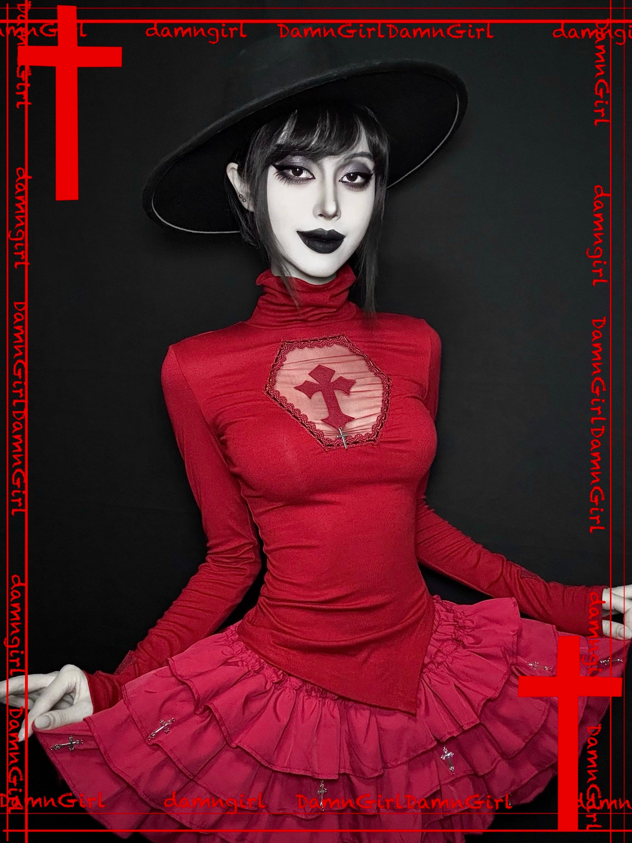 ✞ Bloody Cross Cut-out Top