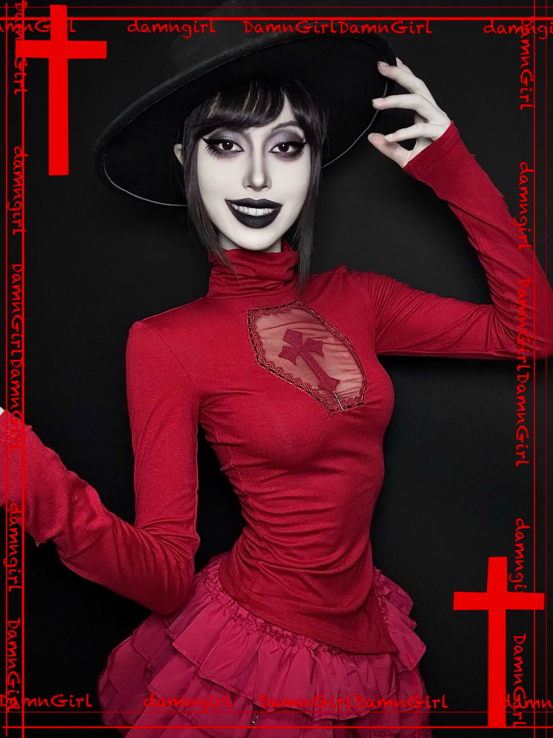 ✞ Bloody Cross Cut-out Top