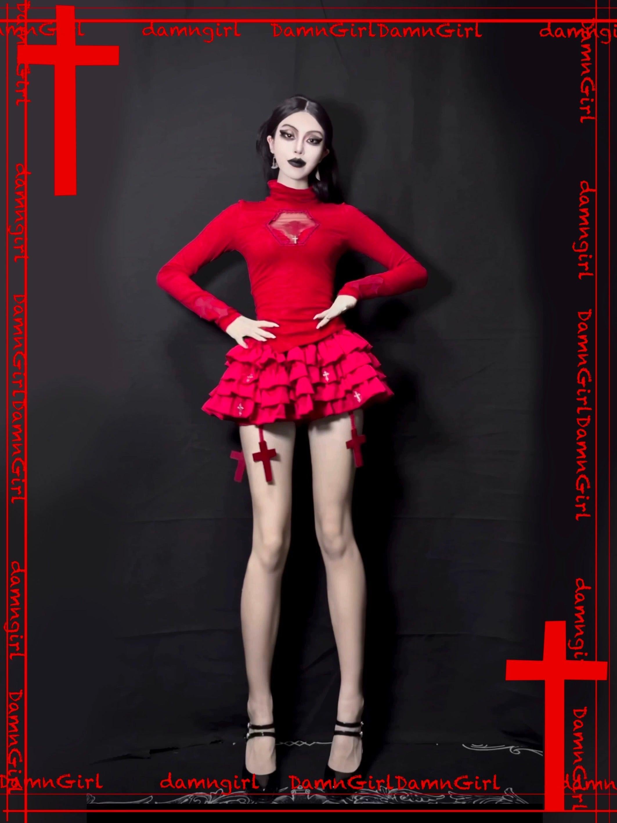 ✞ Bloody Cross Skirt with Tiered Ruffle Bloomers