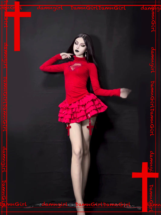 ✞ Bloody Cross Skirt with Tiered Ruffle Bloomers