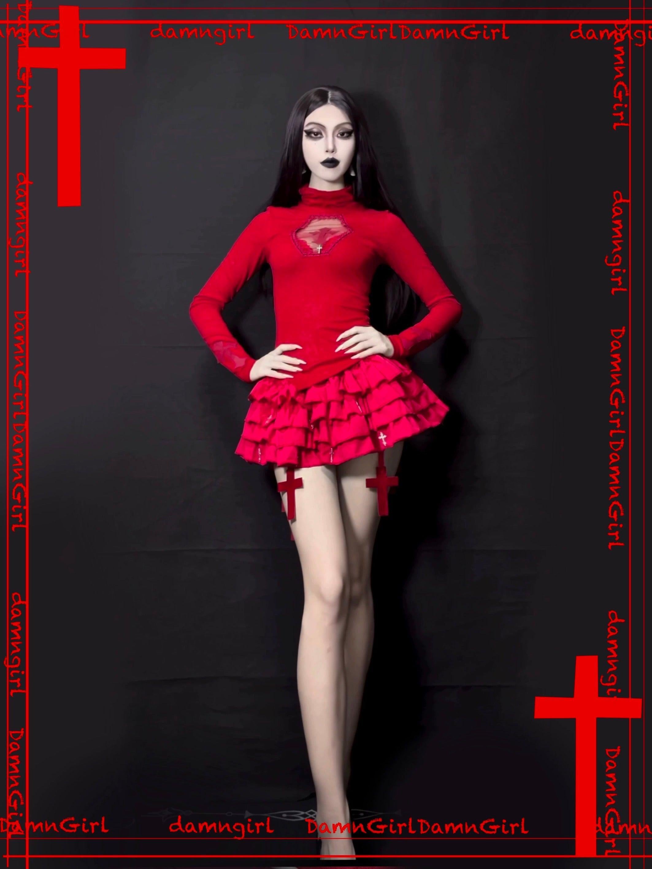 ✞ Bloody Cross Skirt with Tiered Ruffle Bloomers