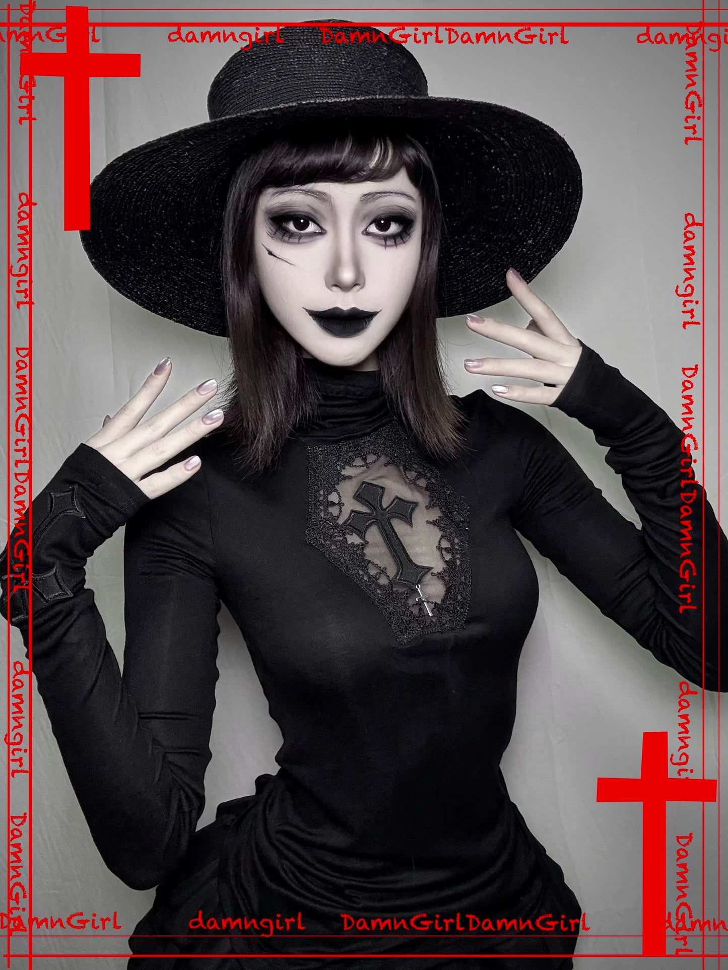 ✞ Dark Gothic Cross Cut-out Top
