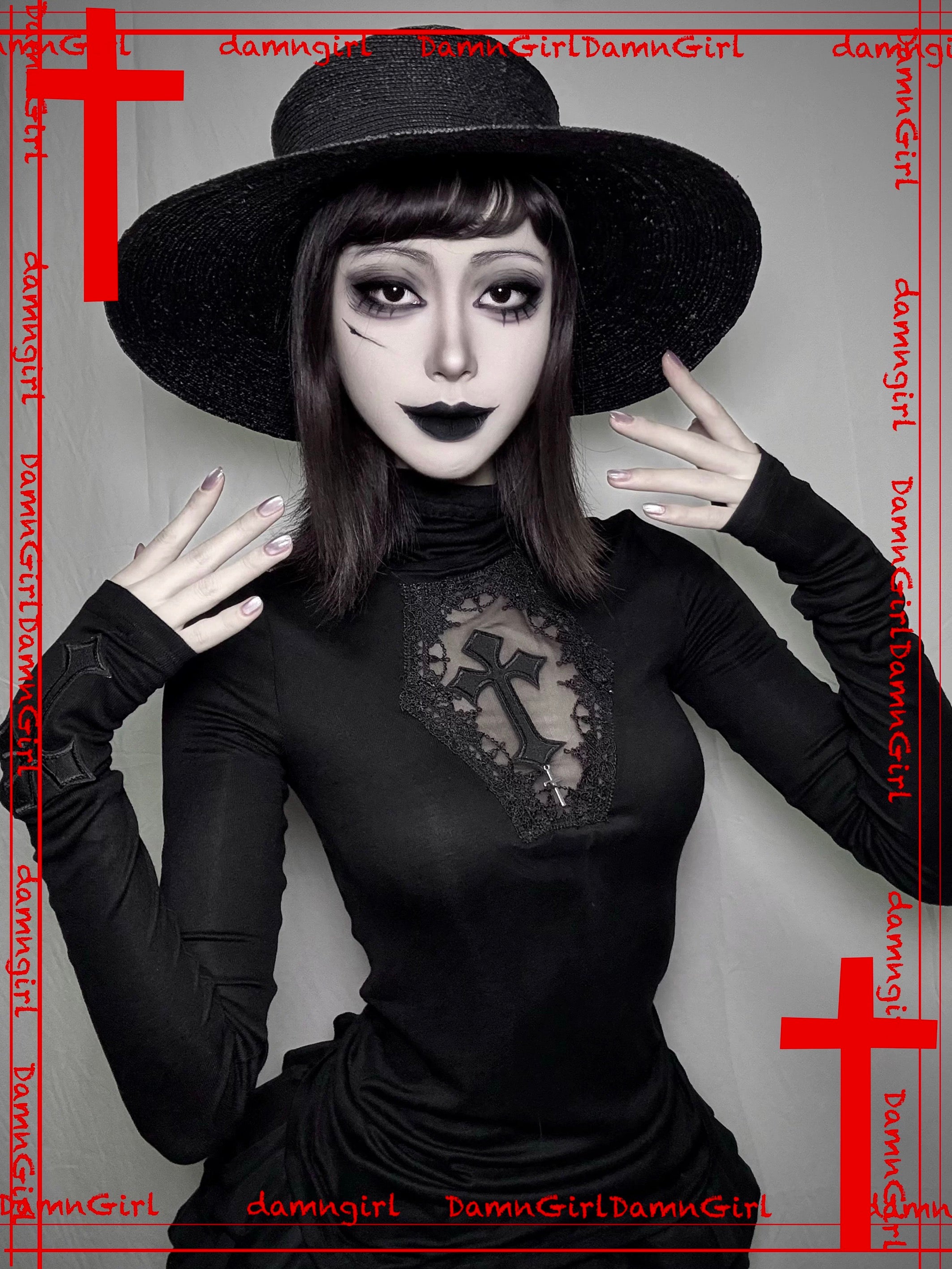 ✞ Dark Gothic Cross Cut-out Top