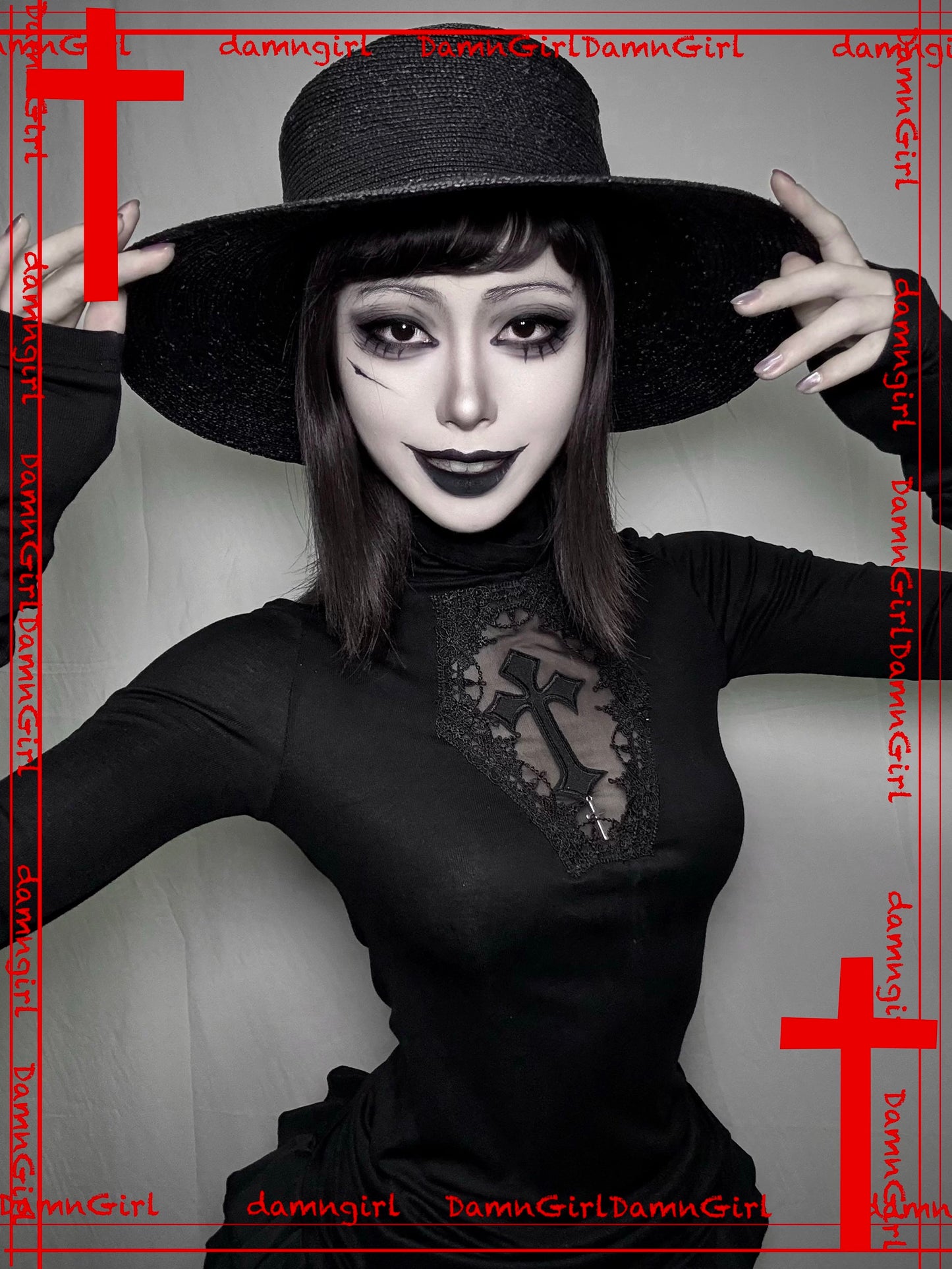 ✞ Dark Gothic Cross Cut-out Top