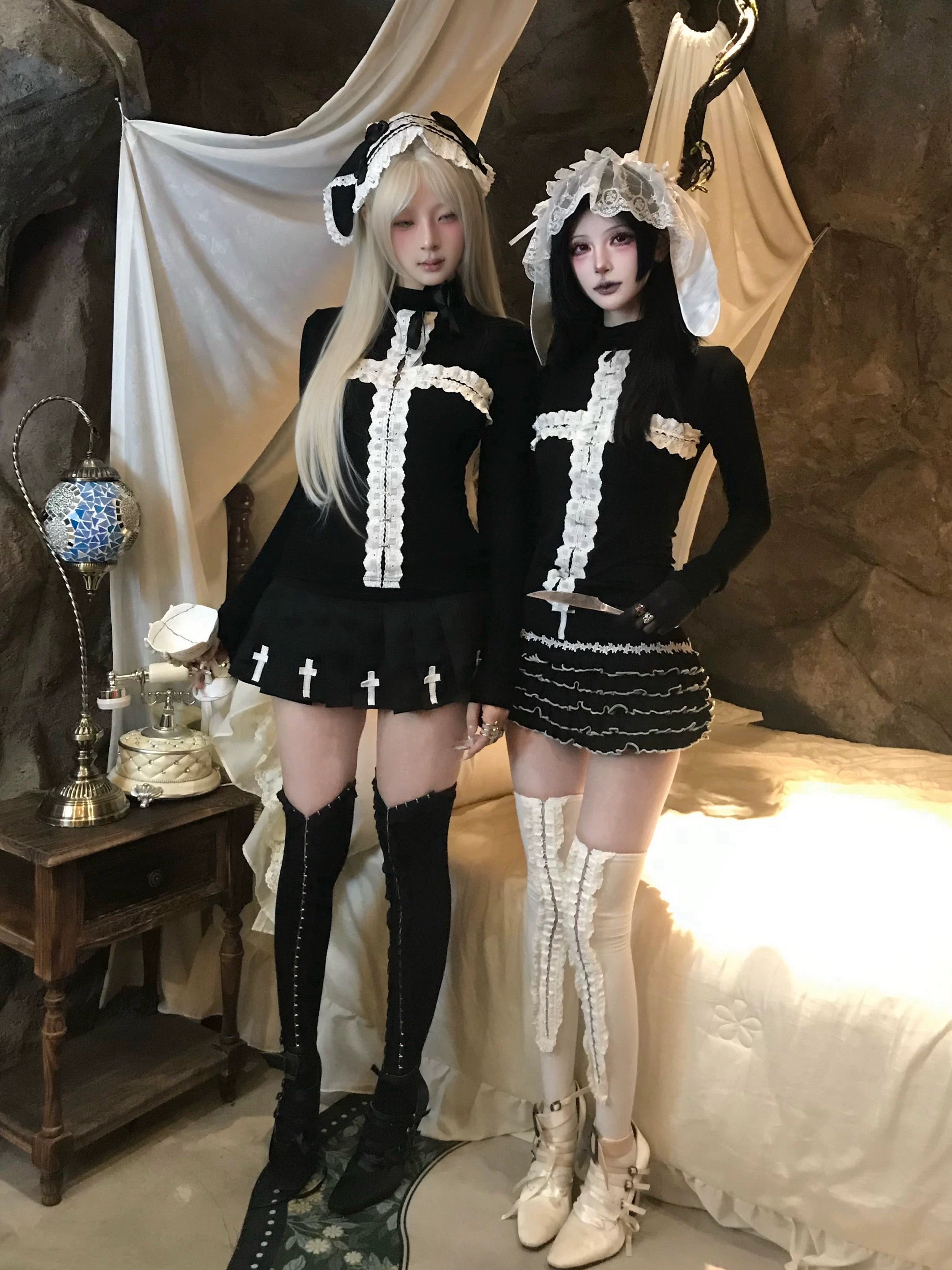 Ϟ Fractured Cross Long Sleeve Top