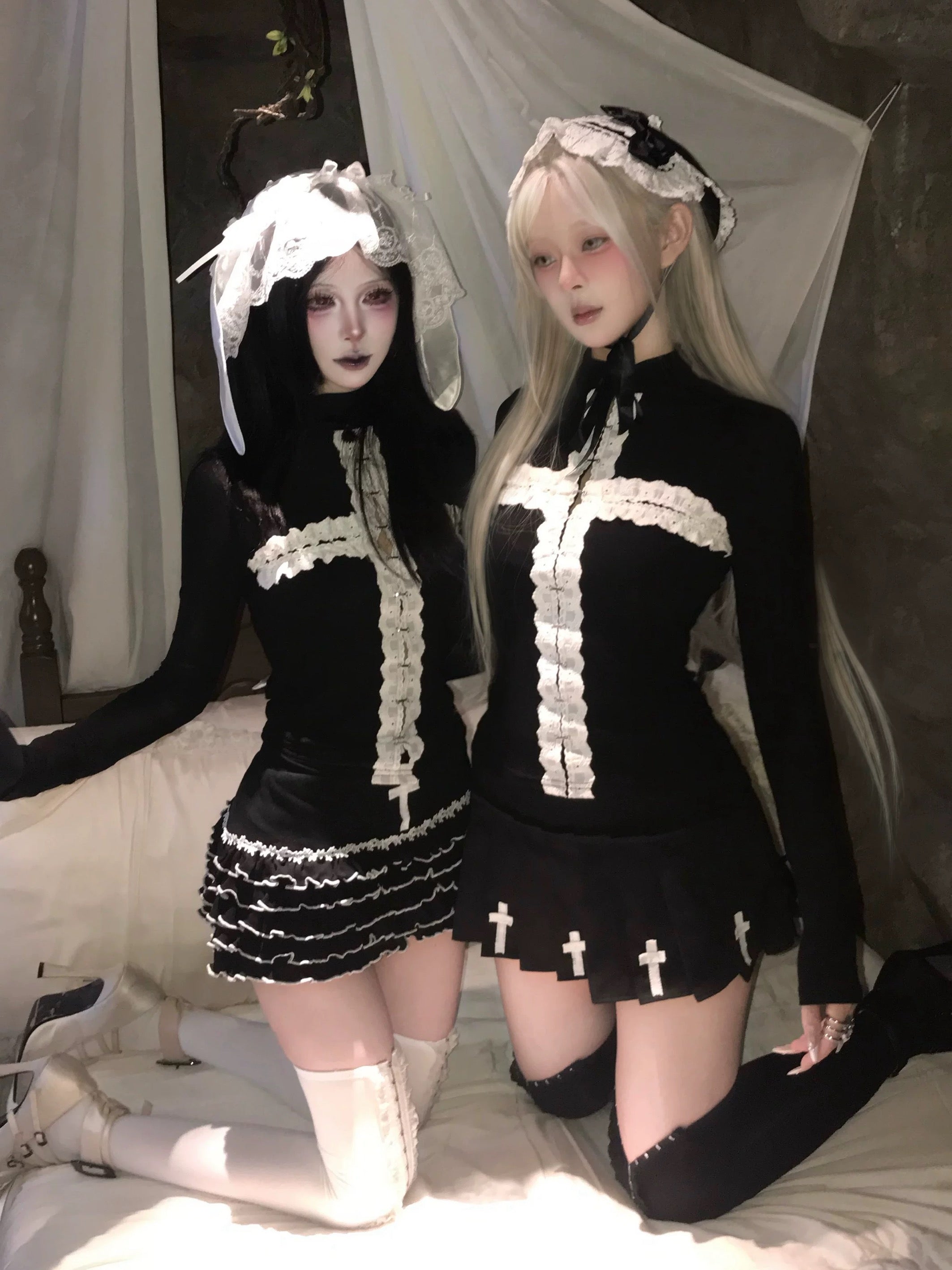 Ϟ Fractured Cross Long Sleeve Top