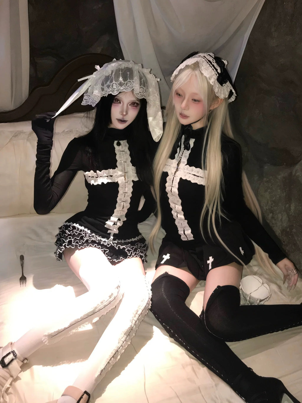 Ϟ フラクチャードクロスプリーツスコート