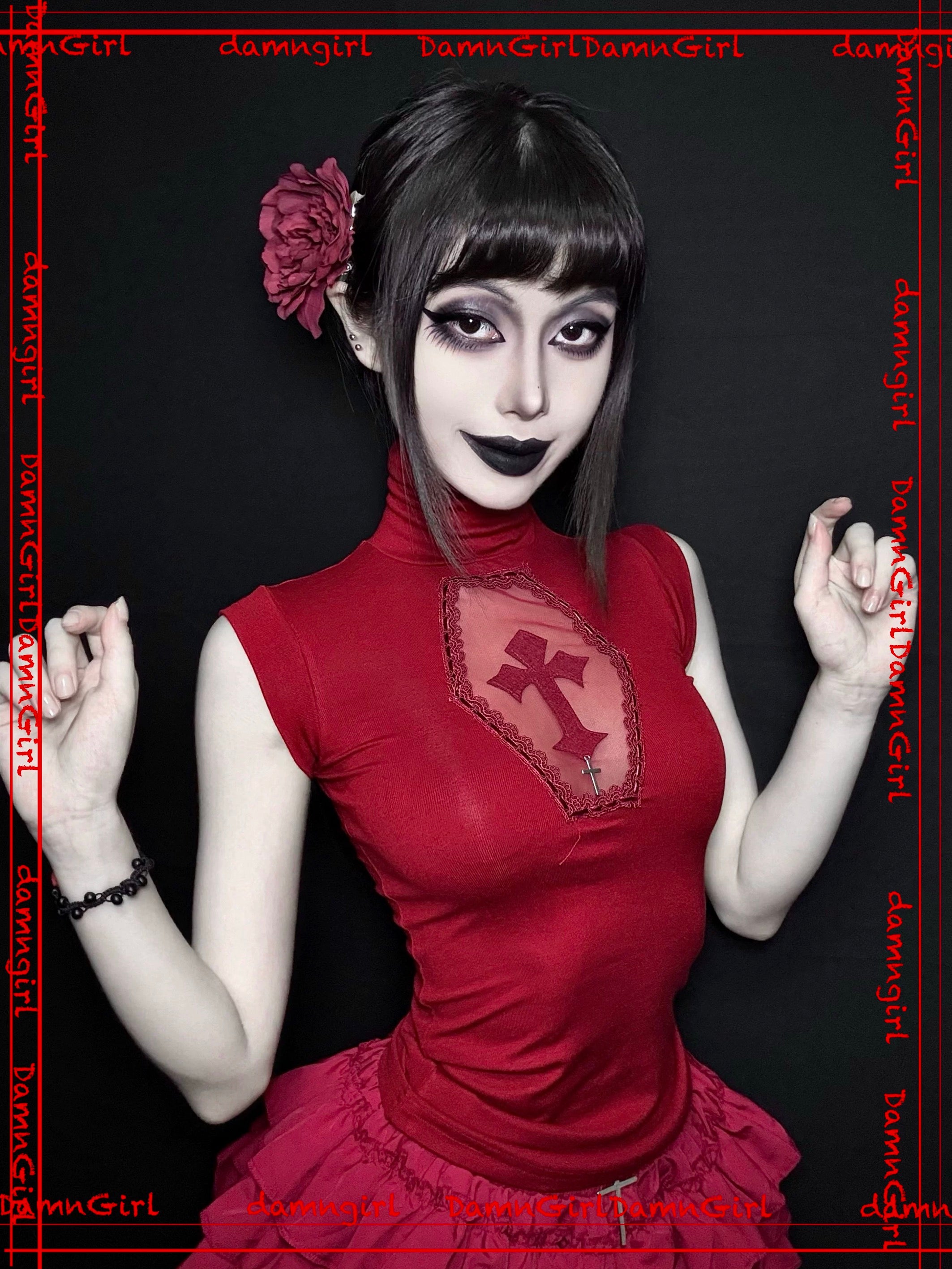 ✞ Bloody Cross Cut-out Tank Top