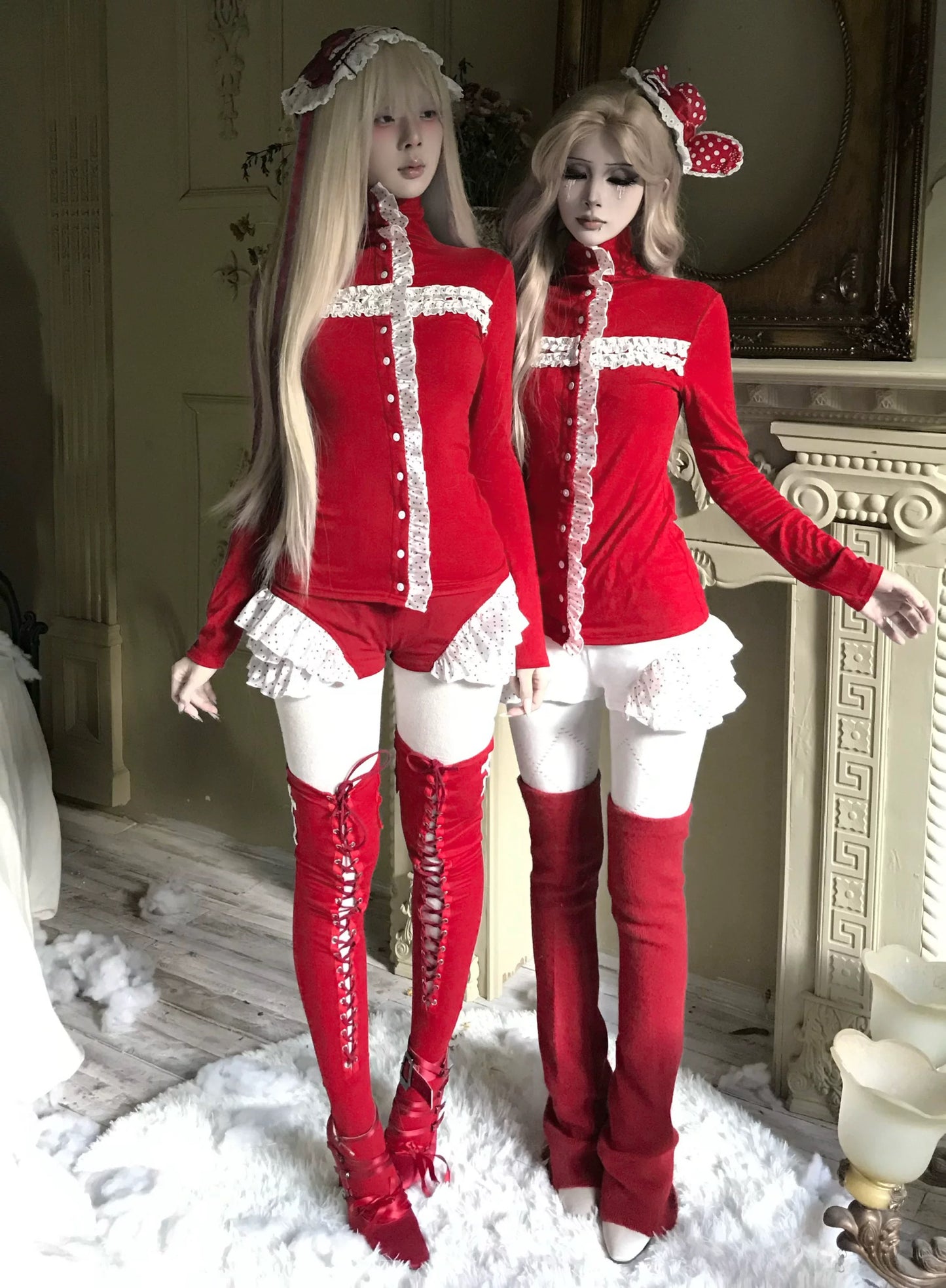 ❅ Dotty Cross Top - Christmas Red