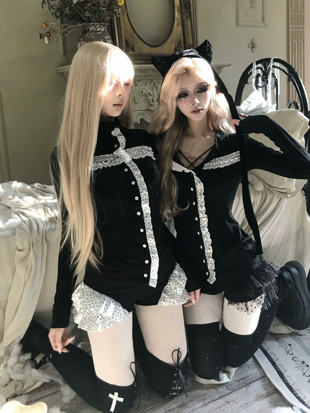 ❅ ドッティクロスショーツ - ミッドナイトブラック