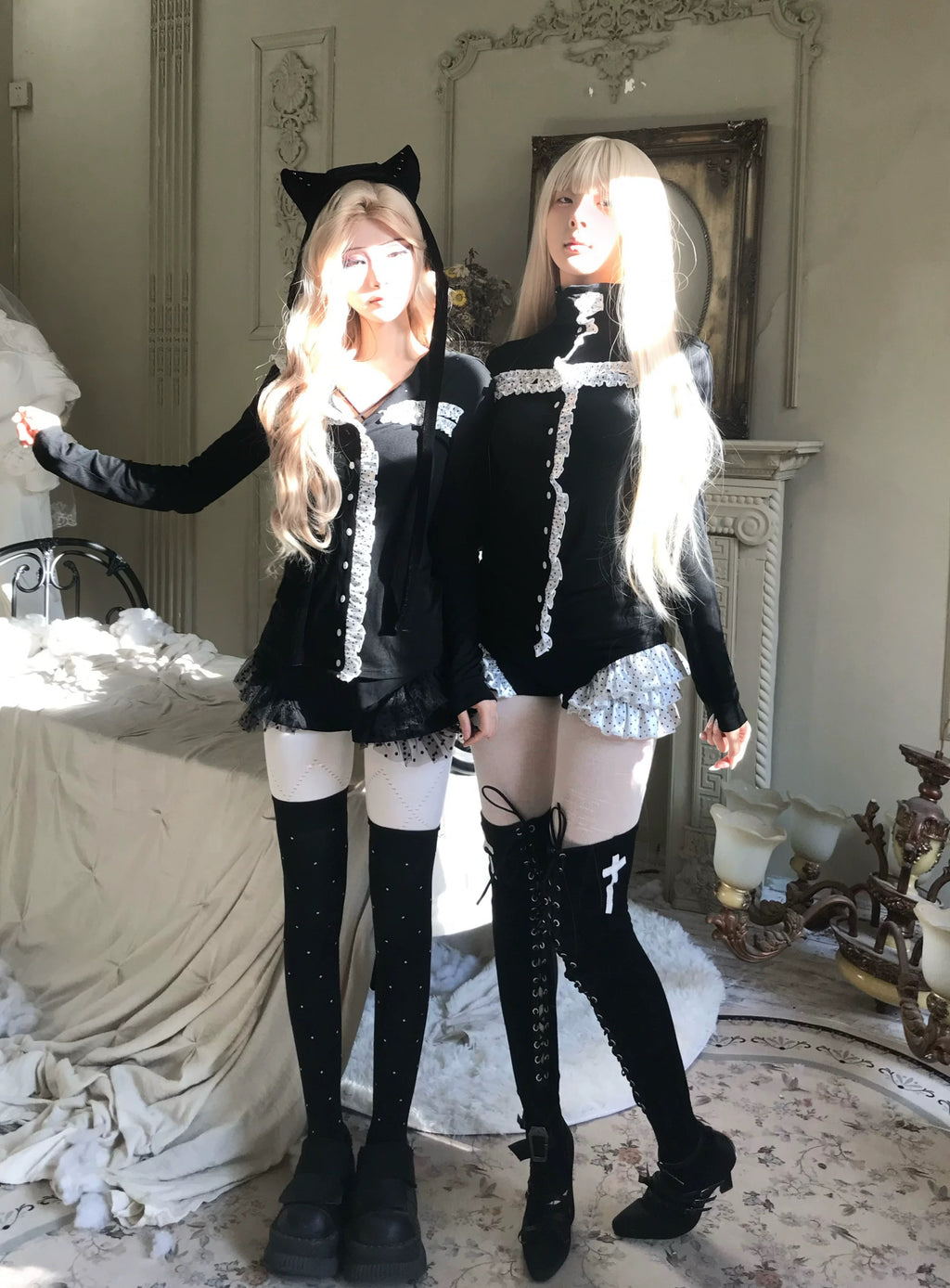 ❅ ドッティクロスショーツ - ミッドナイトブラック