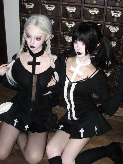 Ψ HellRift Sheer V-neck Long Sleeve Top