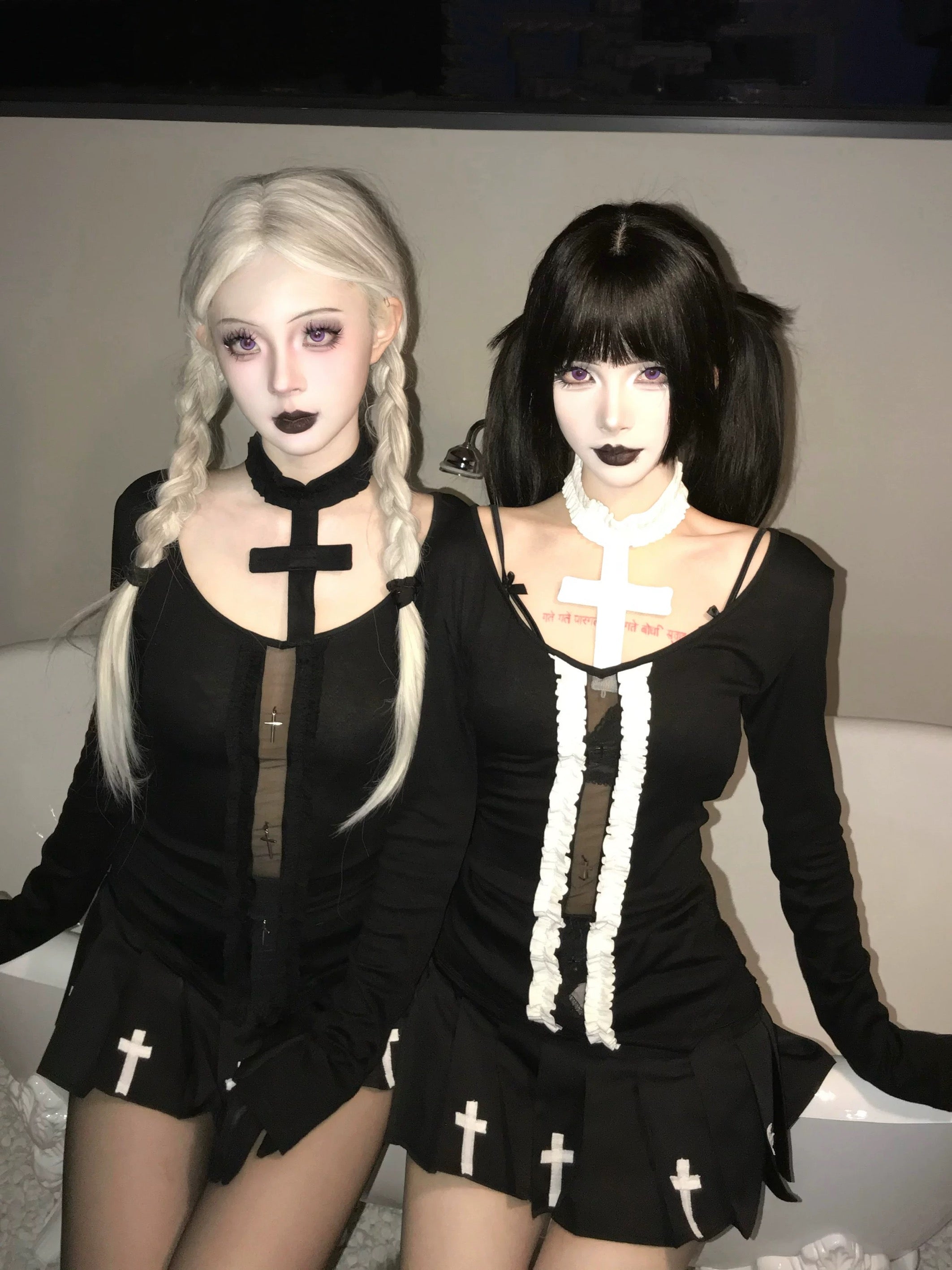 Ψ HellRift Sheer V-neck Long Sleeve Top