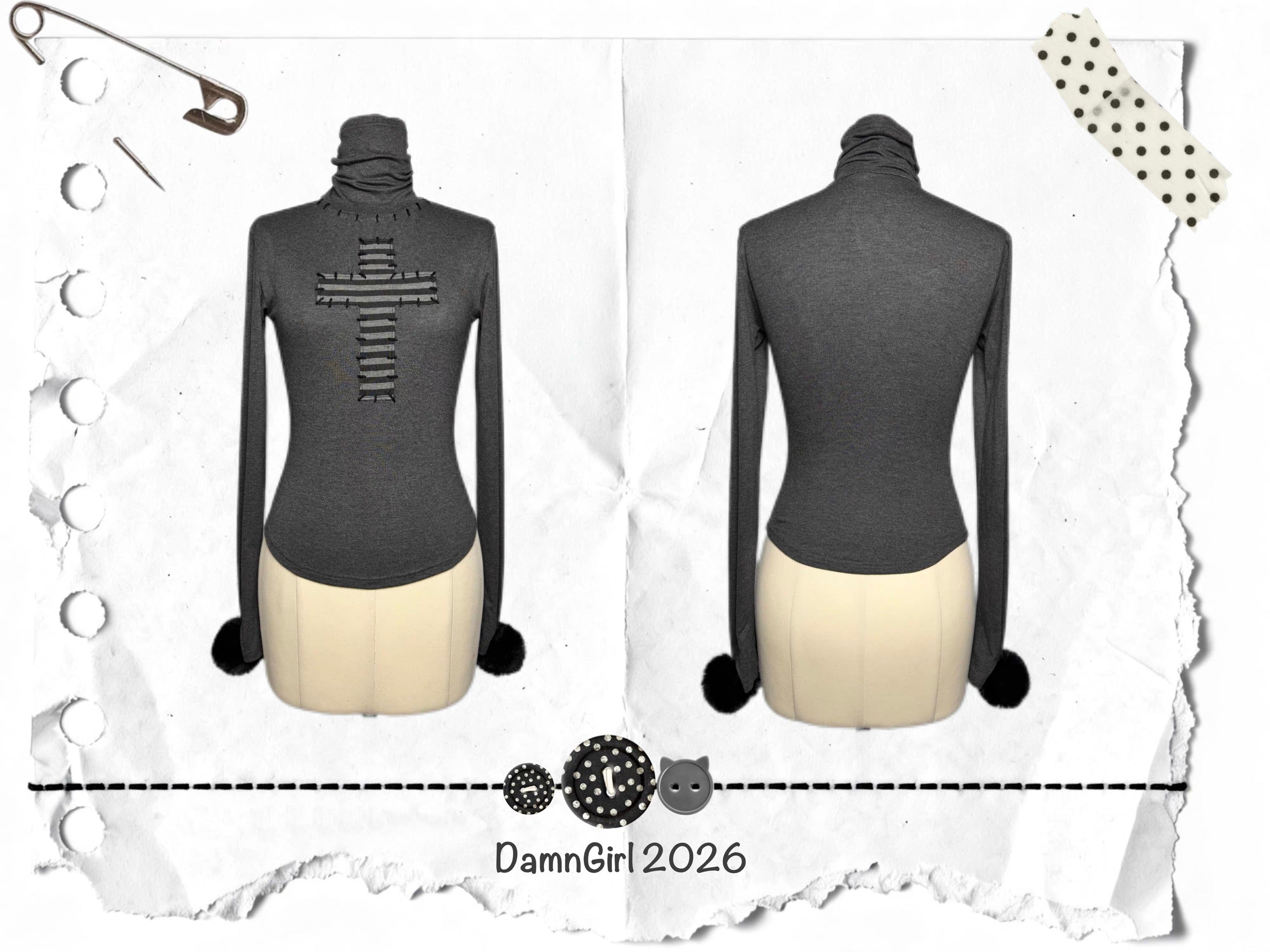 ᛝ Punto Croce II Striped Turtleneck Top