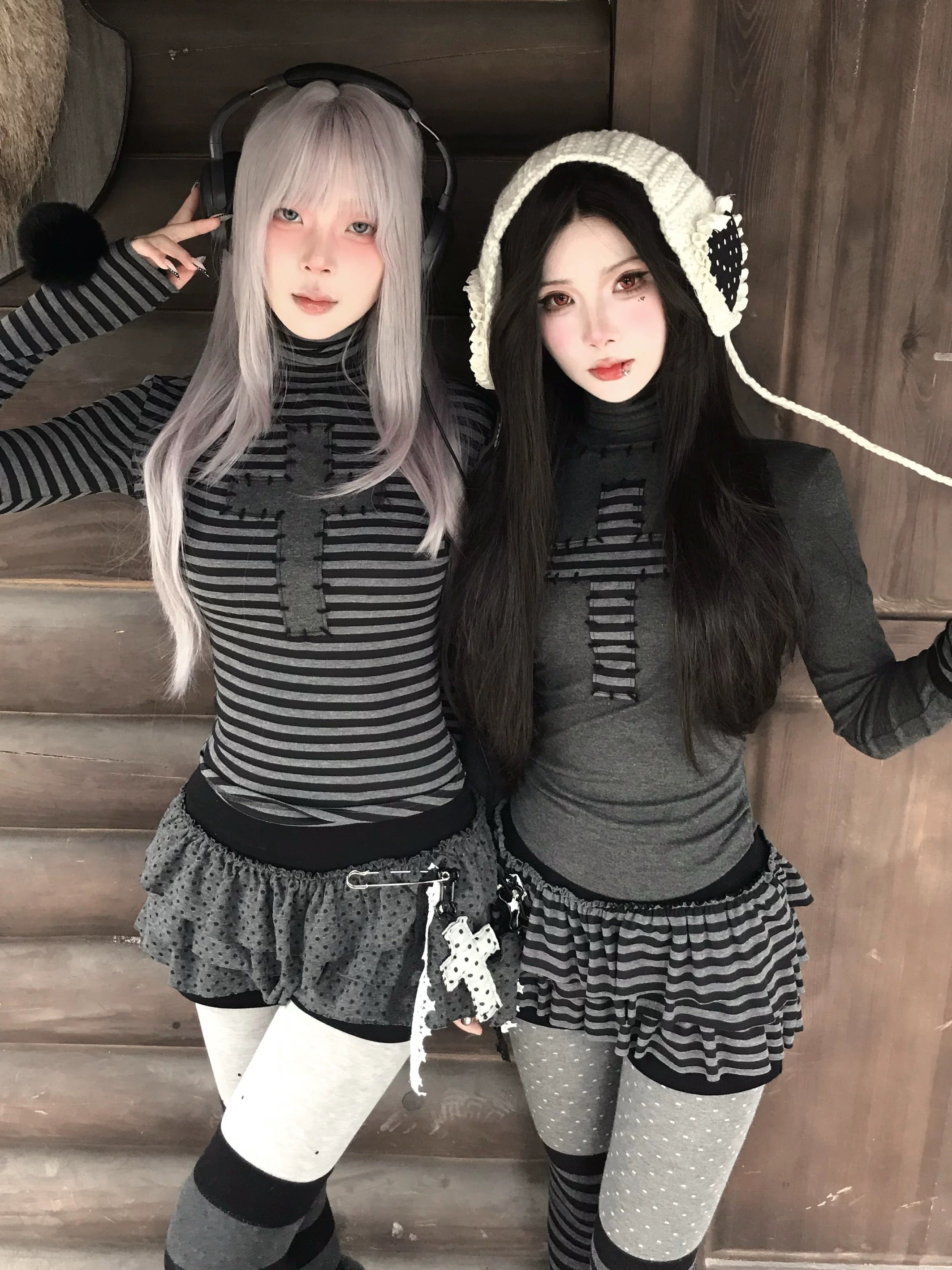 ᛝ Punto Croce II Striped Turtleneck Top