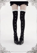 Black gothic ruffle stockings for dark coquette and gothic lolita outfits