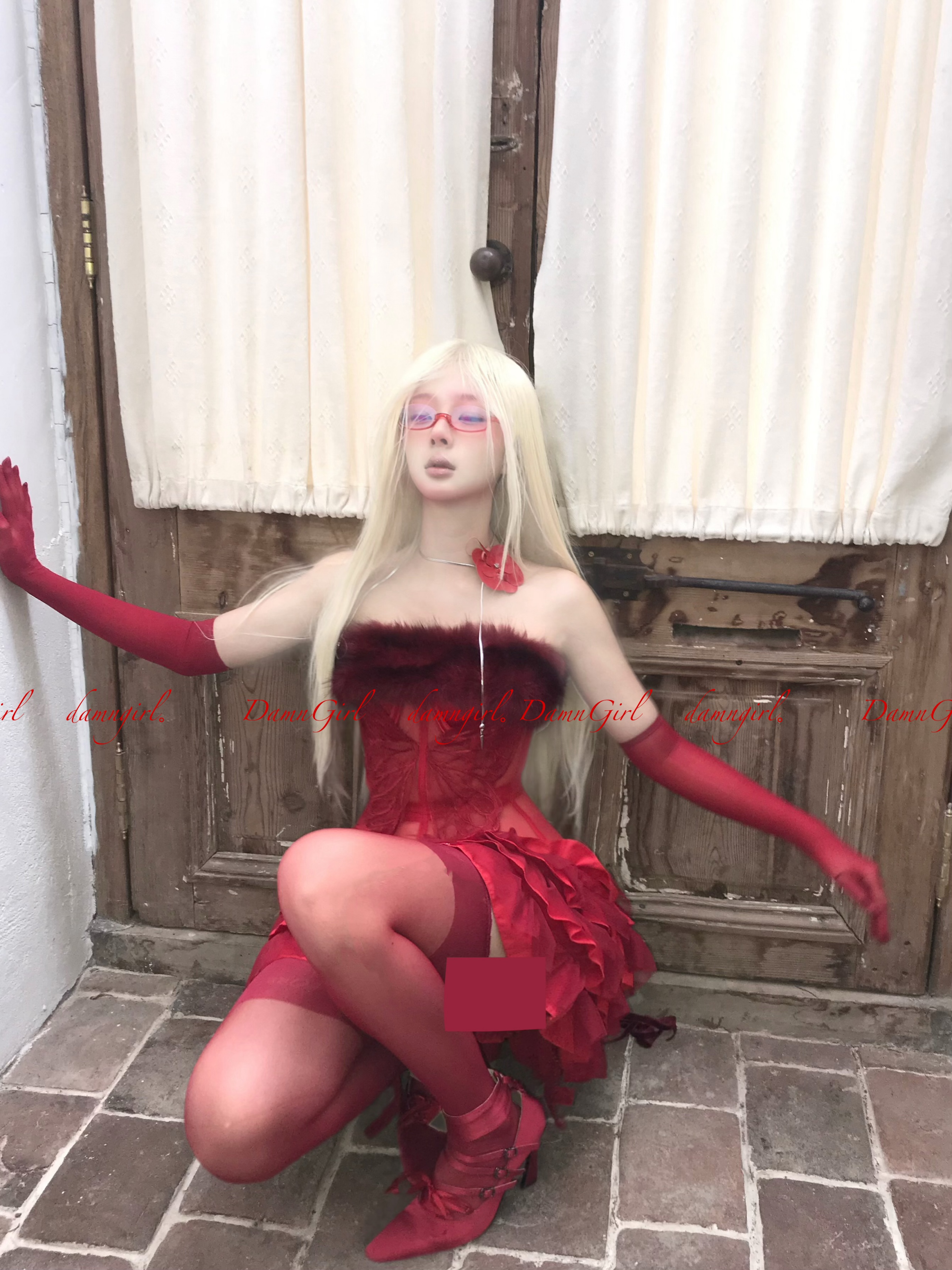 Blood Swallowtail Corset with Fur Trim-Damn Girl