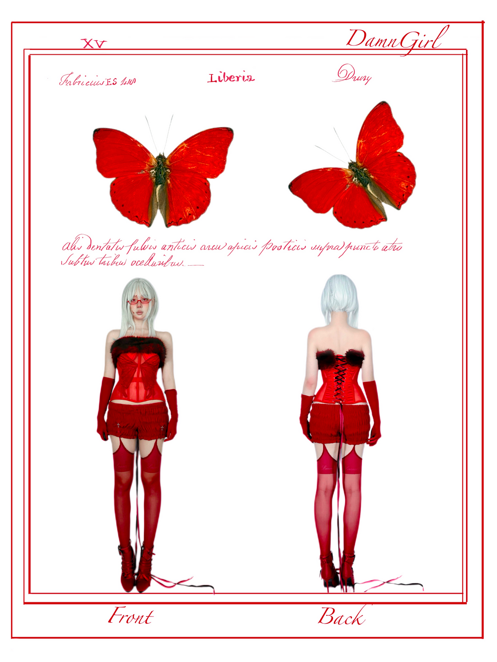 Blood Swallowtail Corset with Fur Trim-Damn Girl