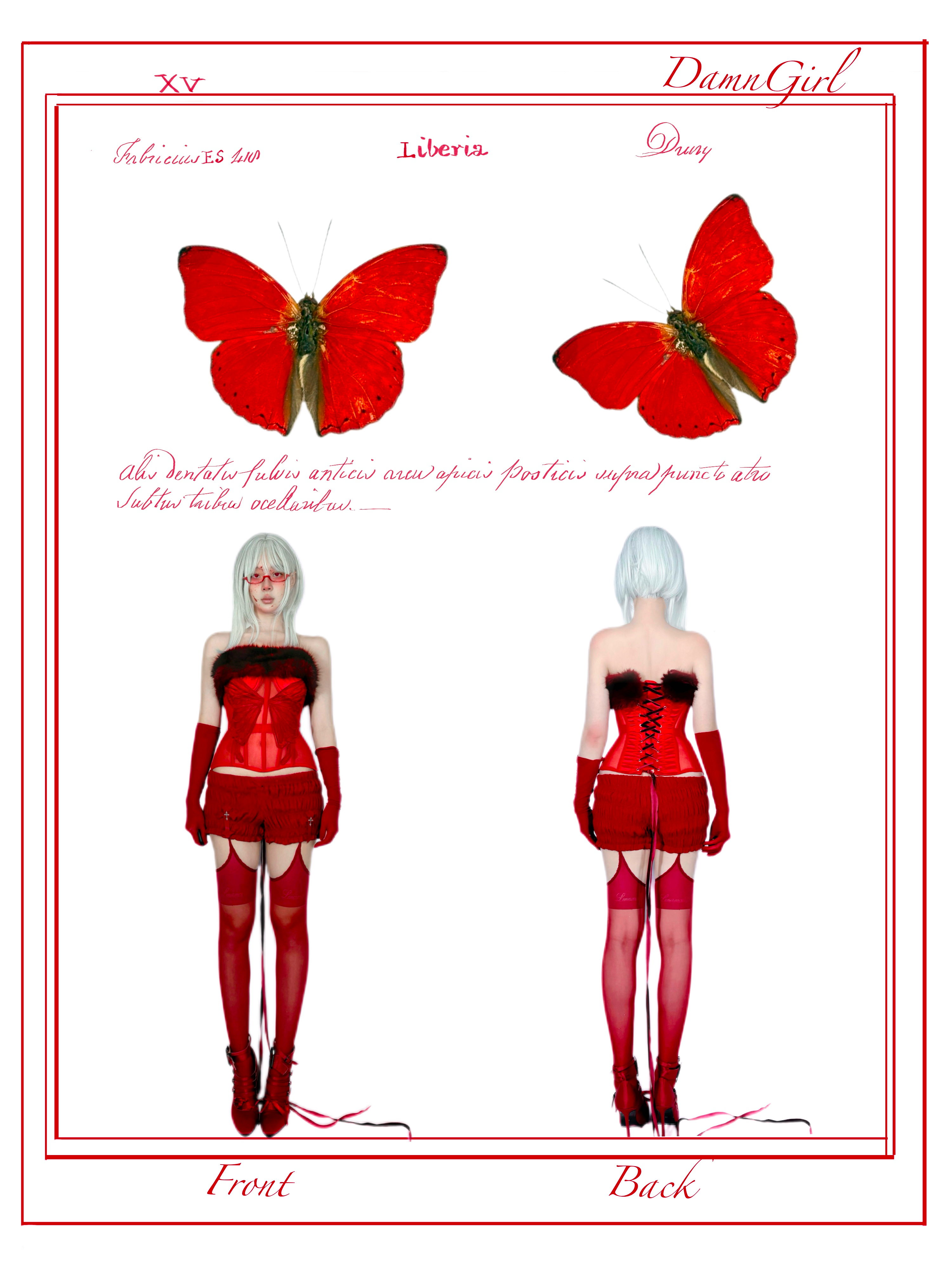 Blood Swallowtail Corset with Fur Trim-Damn Girl