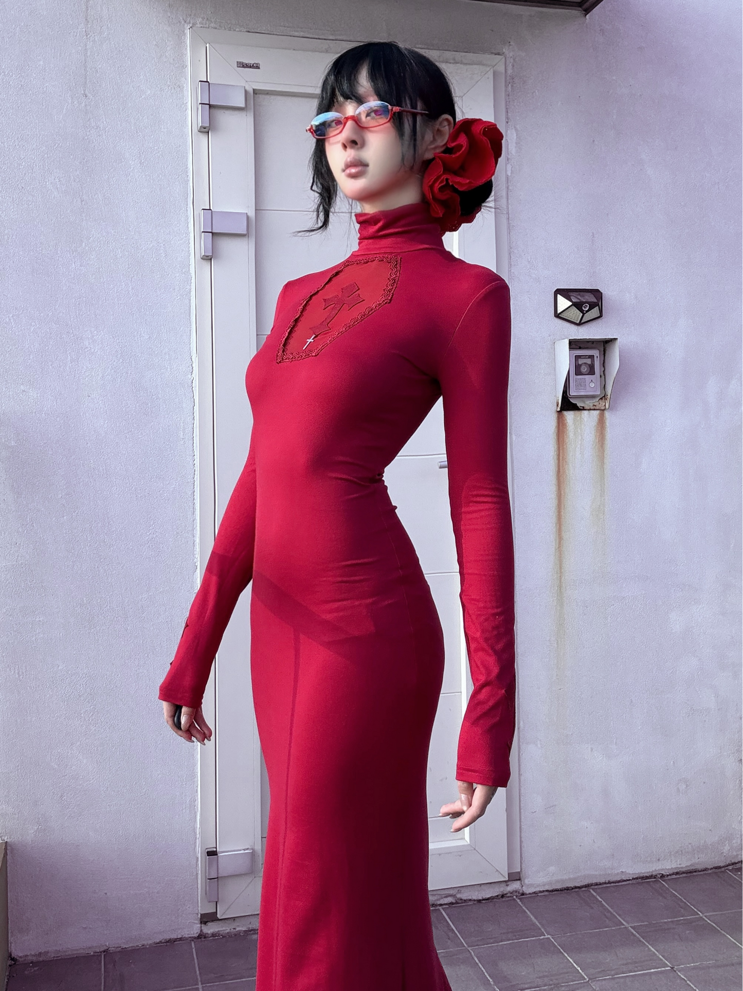 Bloody Gothic Cross Cutout Mermaid Dress-Damn Girl
