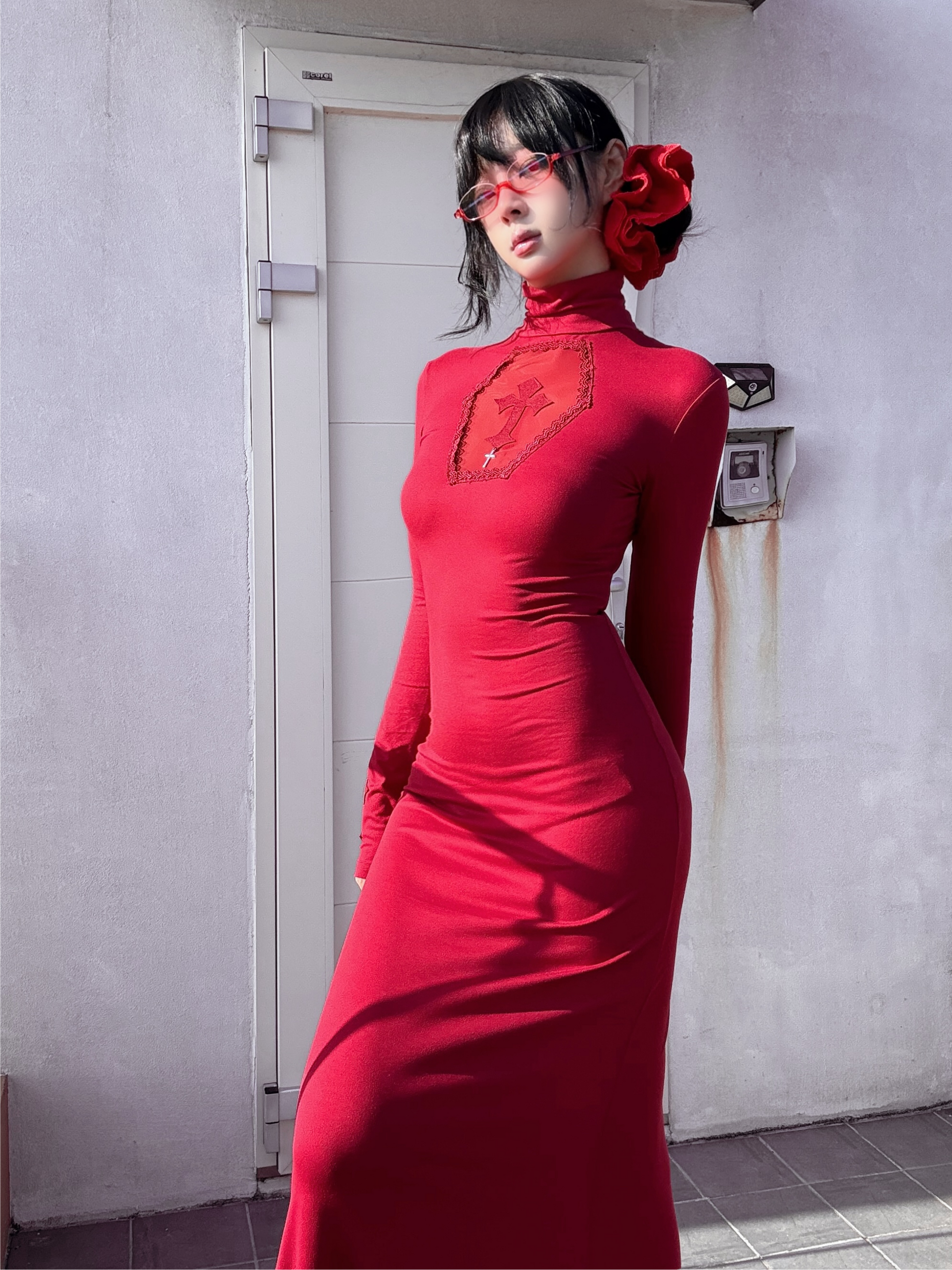 Bloody Gothic Cross Cutout Mermaid Dress-Damn Girl