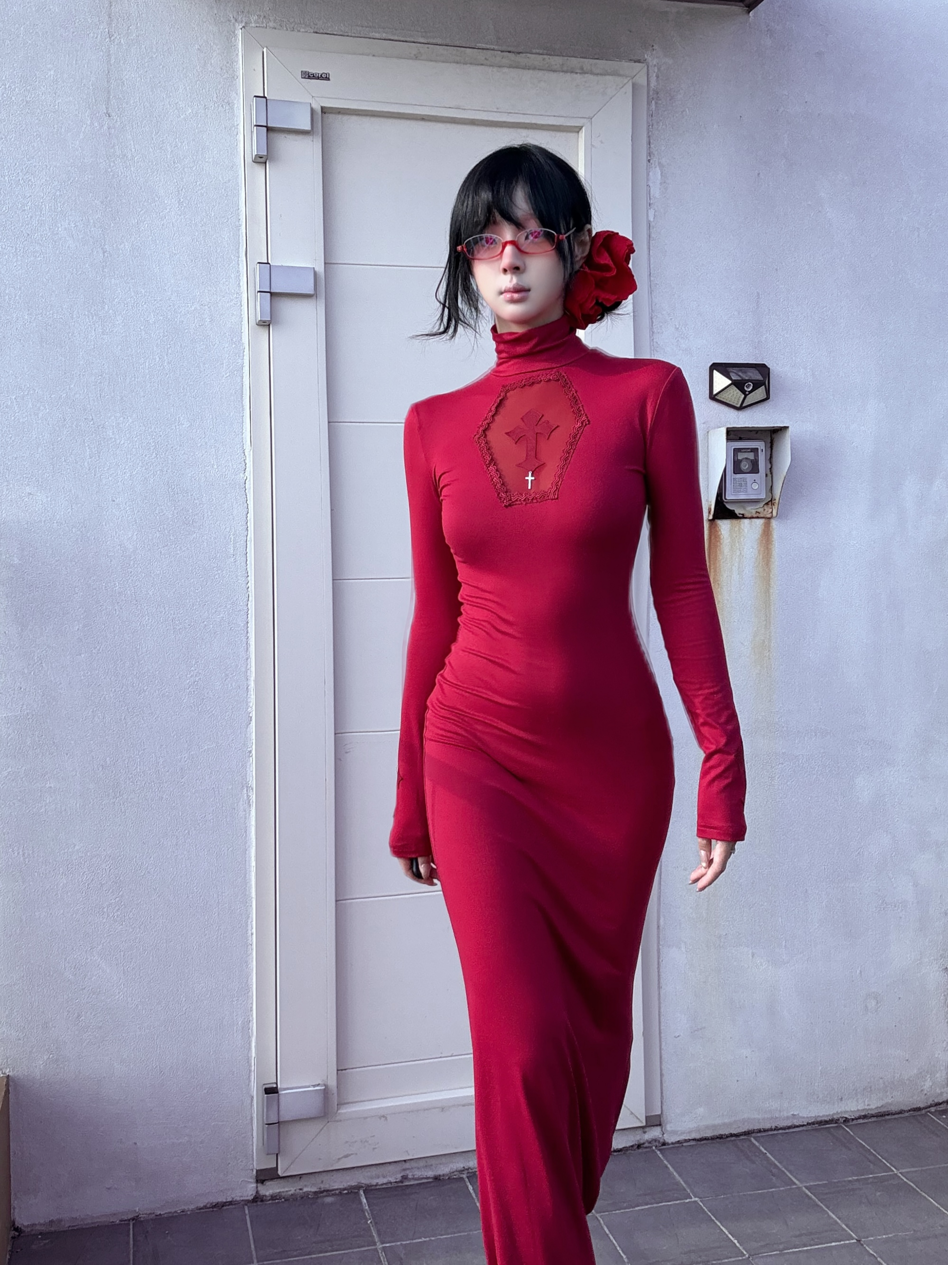 Bloody Gothic Cross Cutout Mermaid Dress-Damn Girl