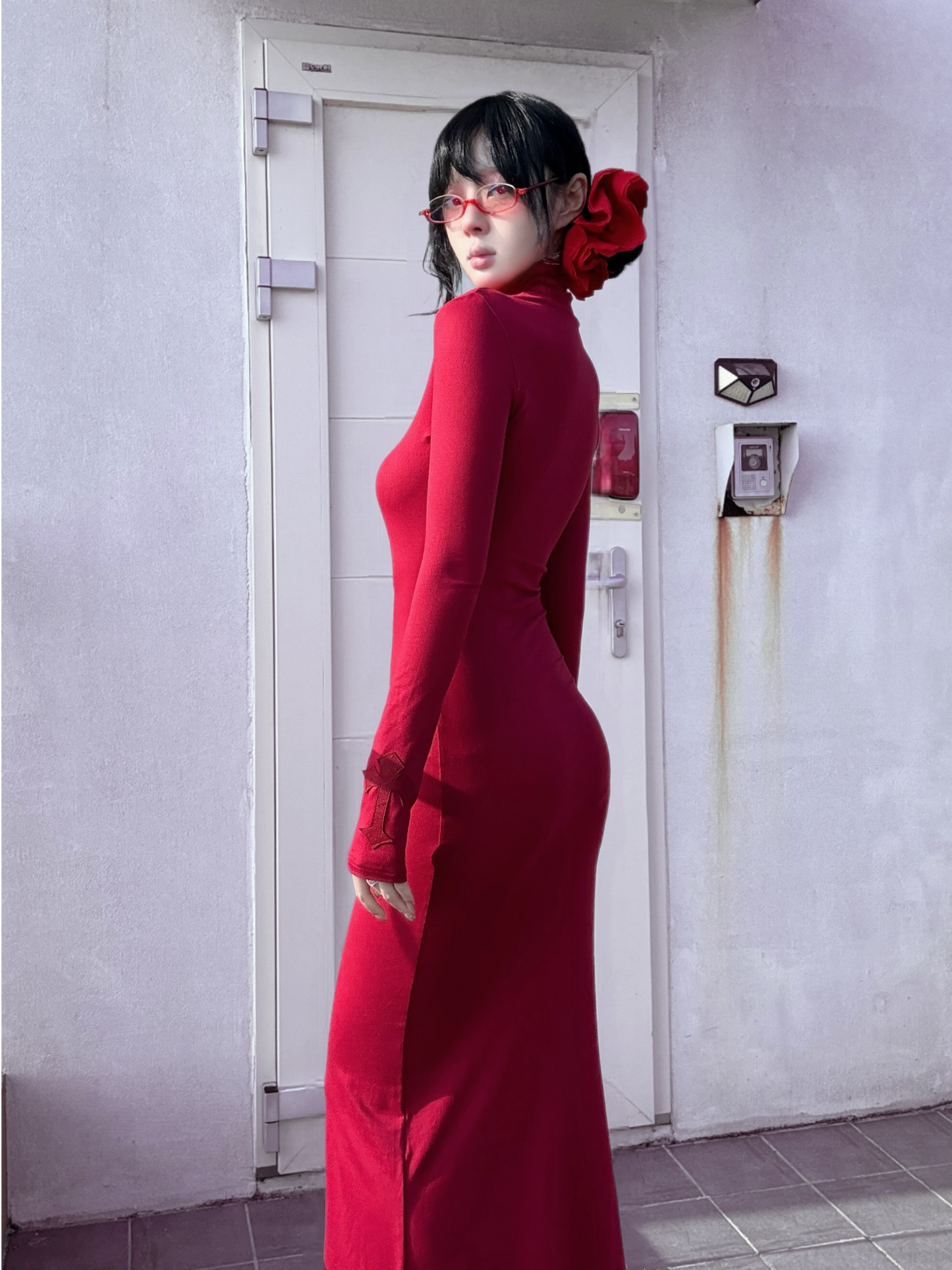Bloody Gothic Cross Cutout Mermaid Dress-Damn Girl