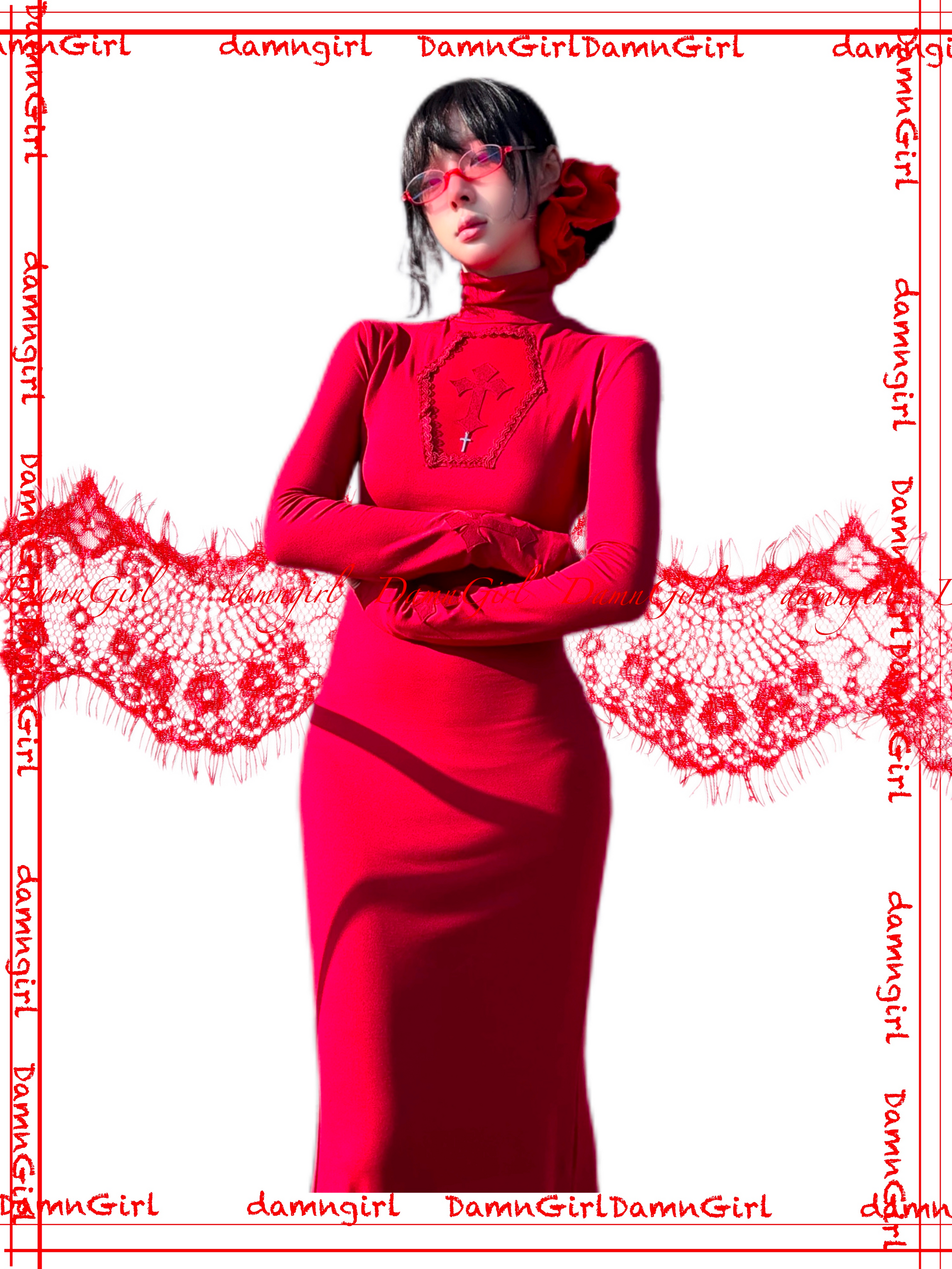 Bloody Gothic Cross Cutout Mermaid Dress-Damn Girl