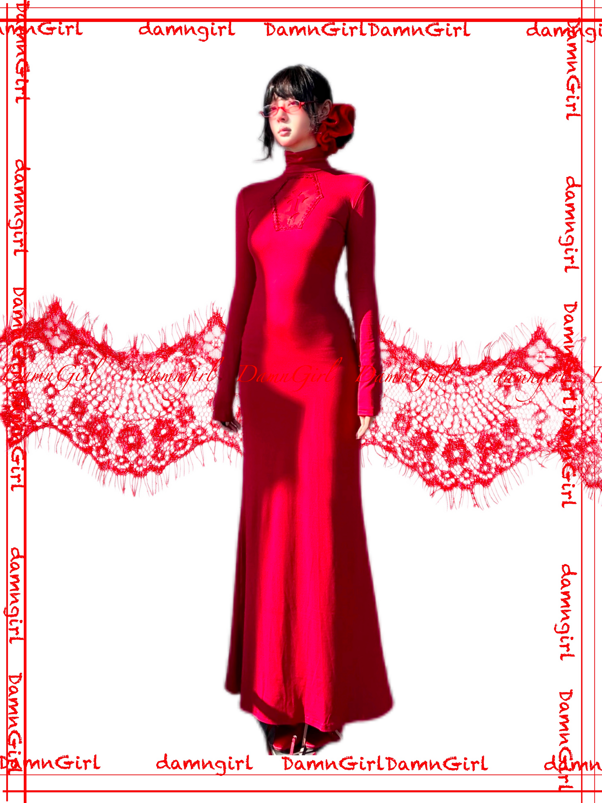 Bloody Gothic Cross Cutout Mermaid Dress-Damn Girl