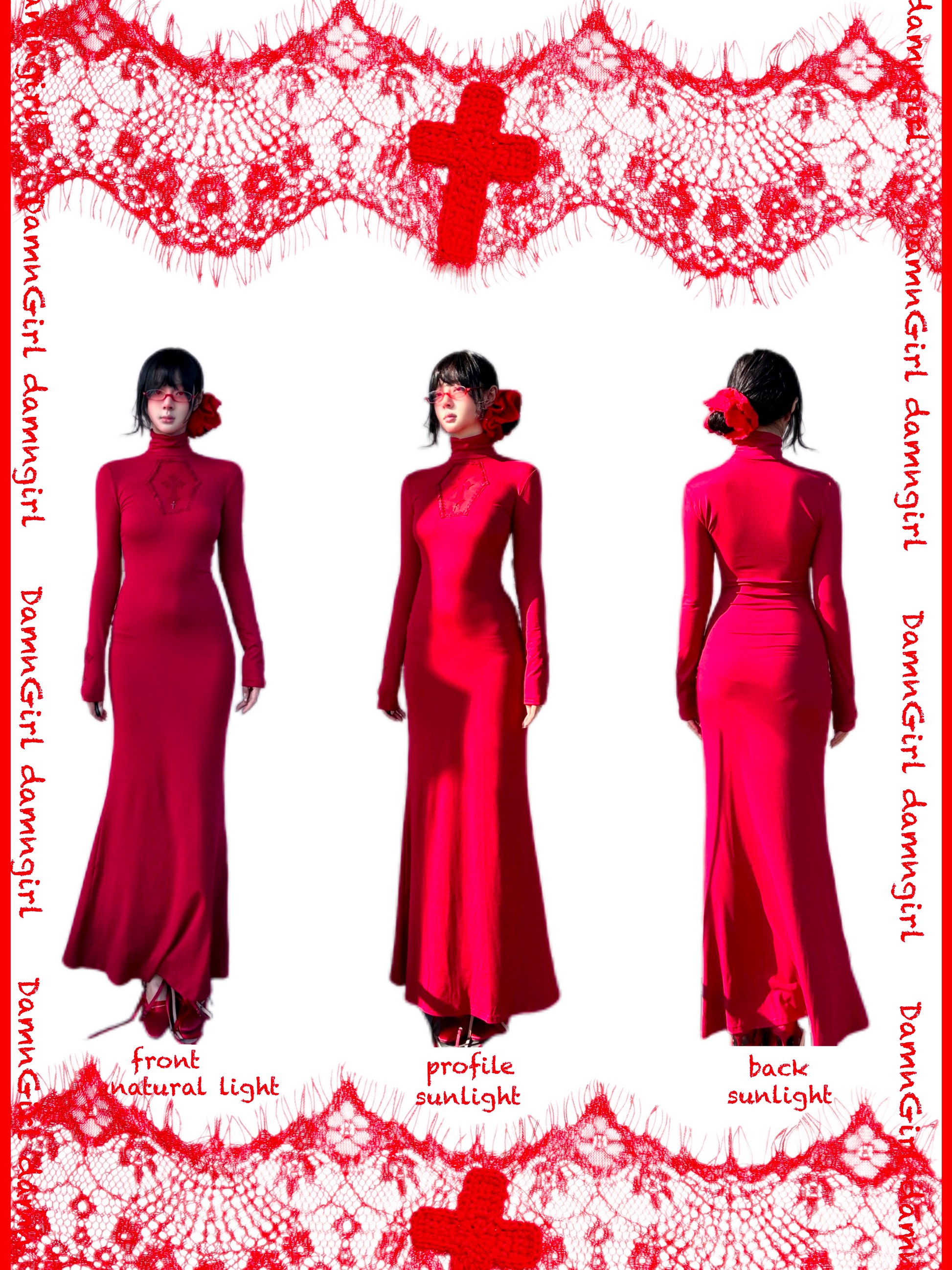 Bloody Gothic Cross Cutout Mermaid Dress-Damn Girl