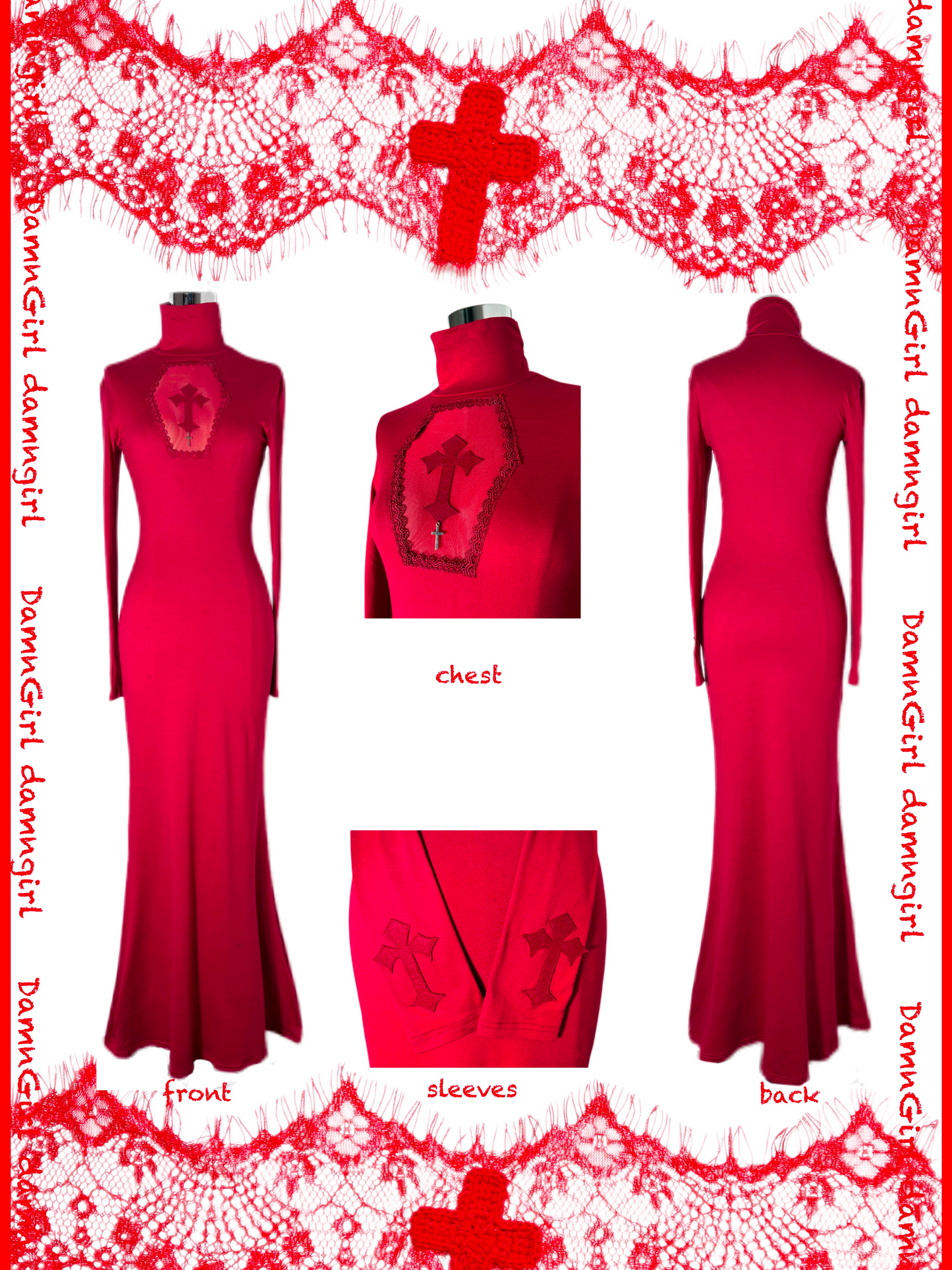 Bloody Gothic Cross Cutout Mermaid Dress-Damn Girl