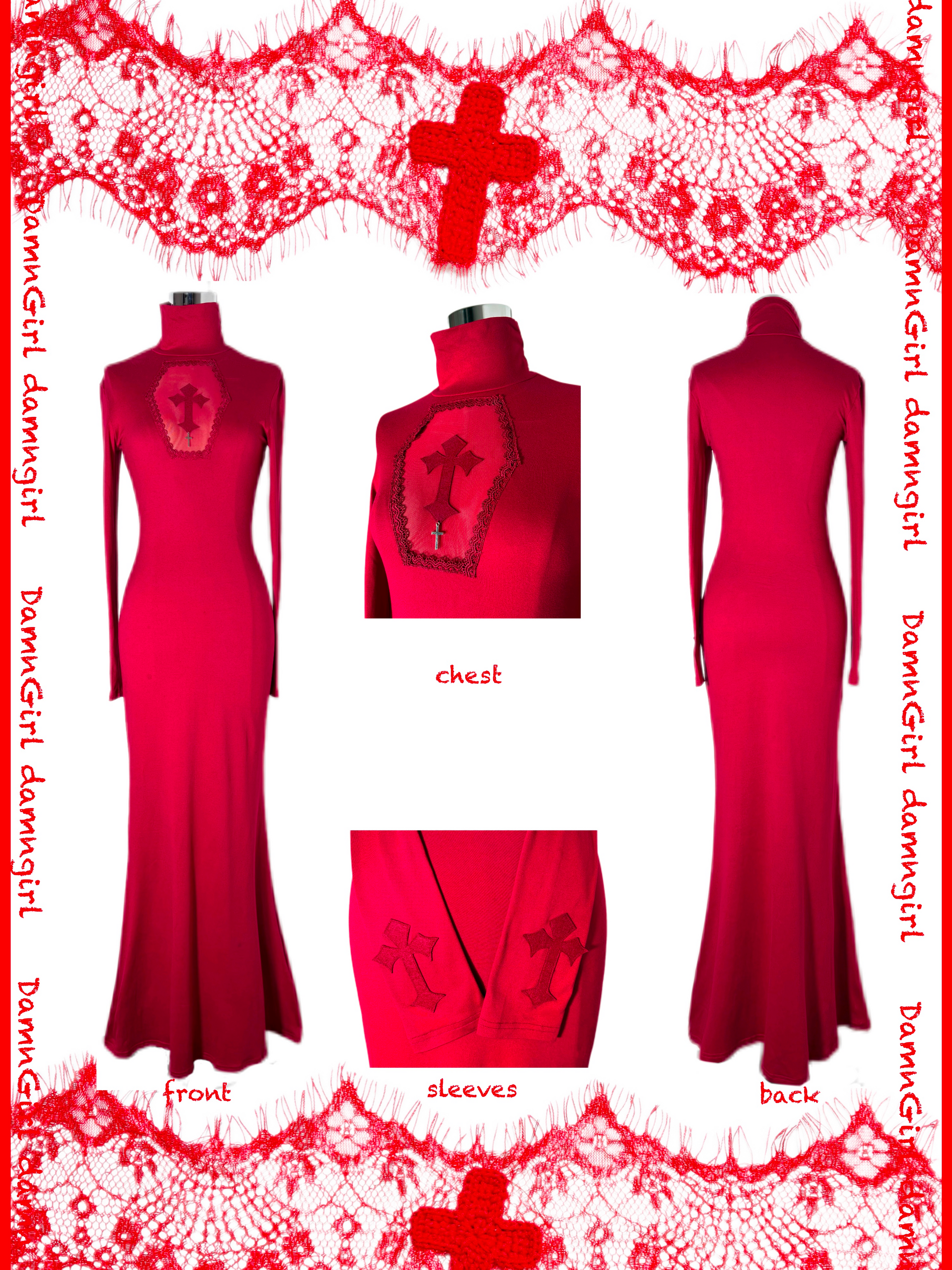 Bloody Gothic Cross Cutout Mermaid Dress-Damn Girl