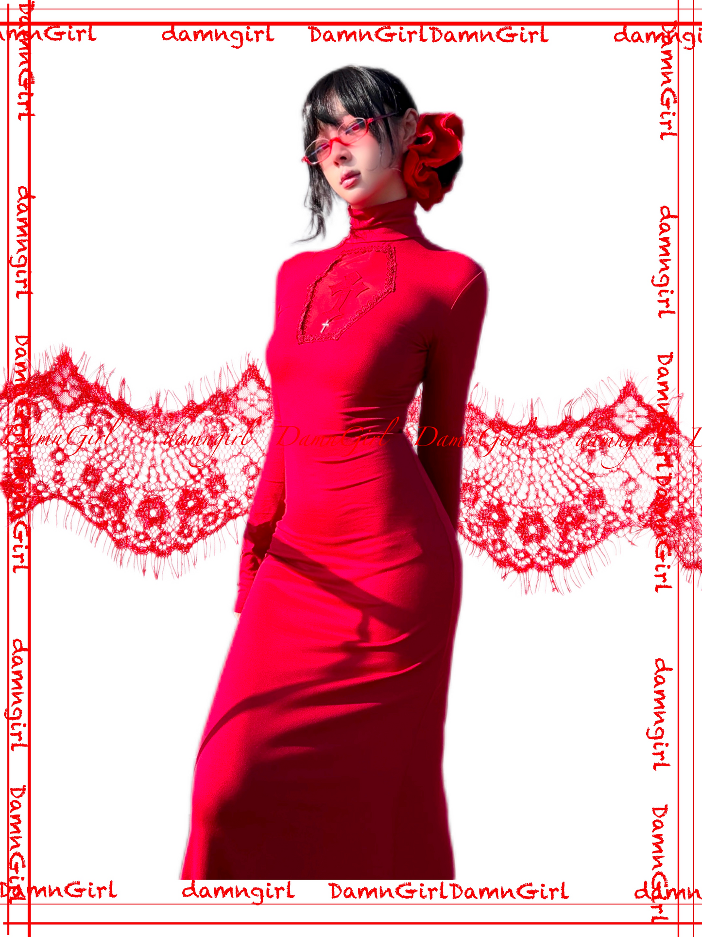 Bloody Gothic Cross Cutout Mermaid Dress-Damn Girl